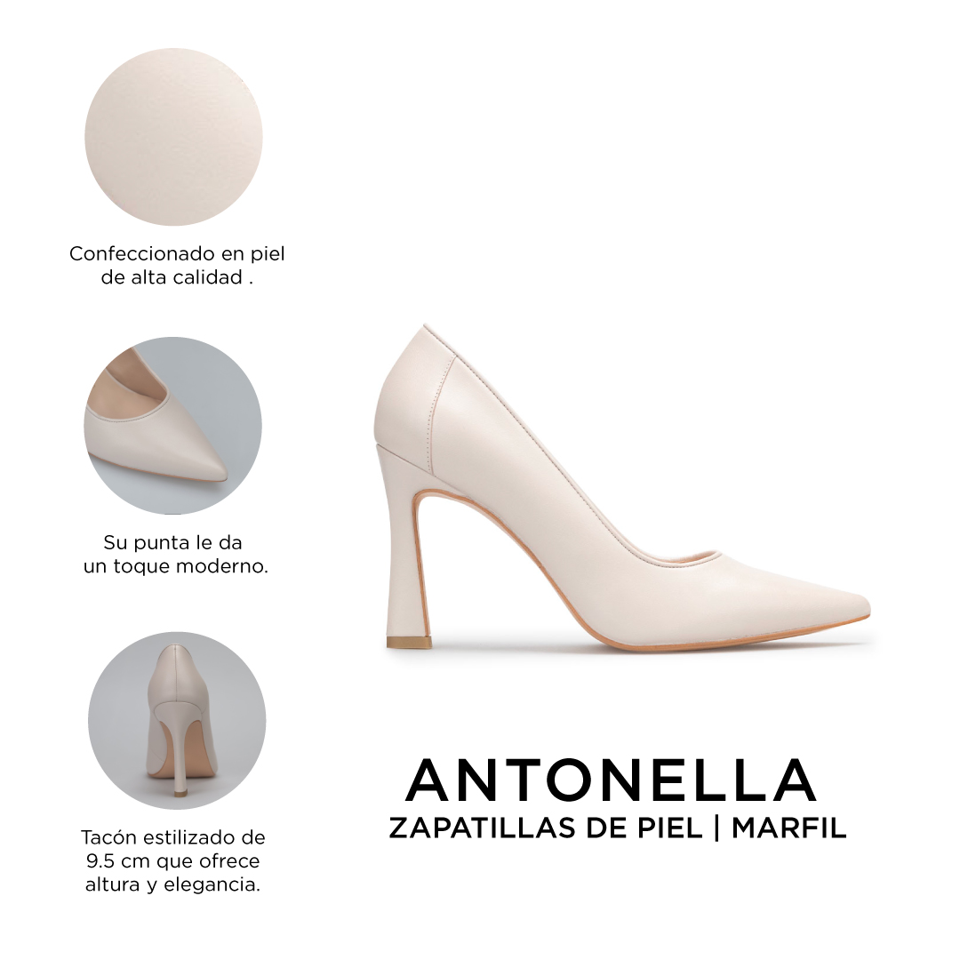 Zapatillas De Tacón Davenia De Piel Sandalia Para Dama Mod. Antonella Marfil