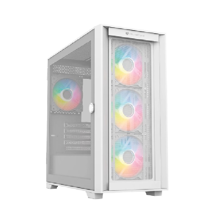 Gabinete Balam Rush Carbono Twin Mate 8000 con Ventana RGB, Midi-Tower, Micro-ATX/Mini-ITX, USB 3.0/2.0, sin Fuente, 4 Ventiladores RGB Instalados, Blanco.