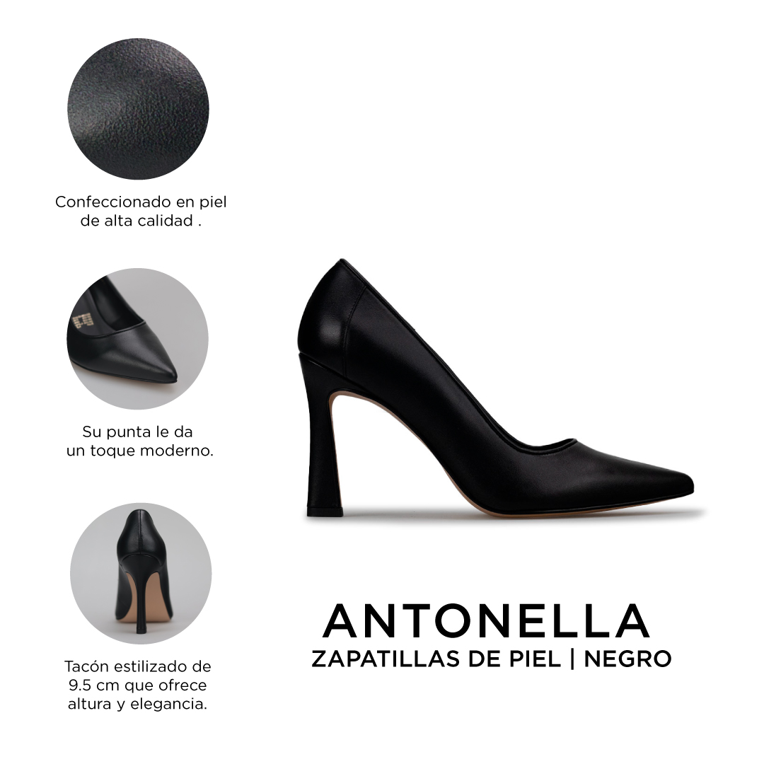 Zapatillas De Tacón Davenia De Piel Sandalia Para Dama Mod. Antonella Negro