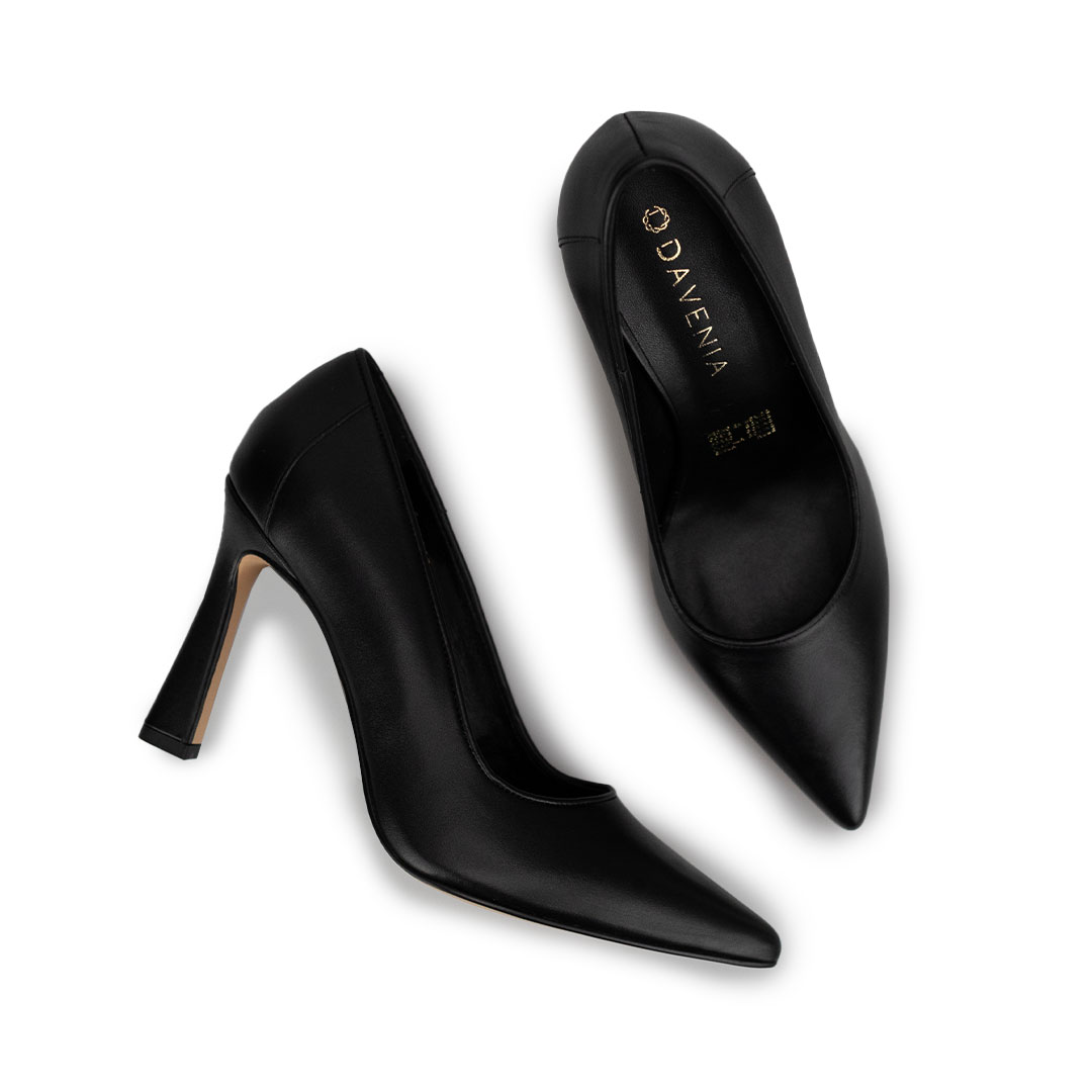 Zapatillas De Tacón Davenia De Piel Sandalia Para Dama Mod. Antonella Negro