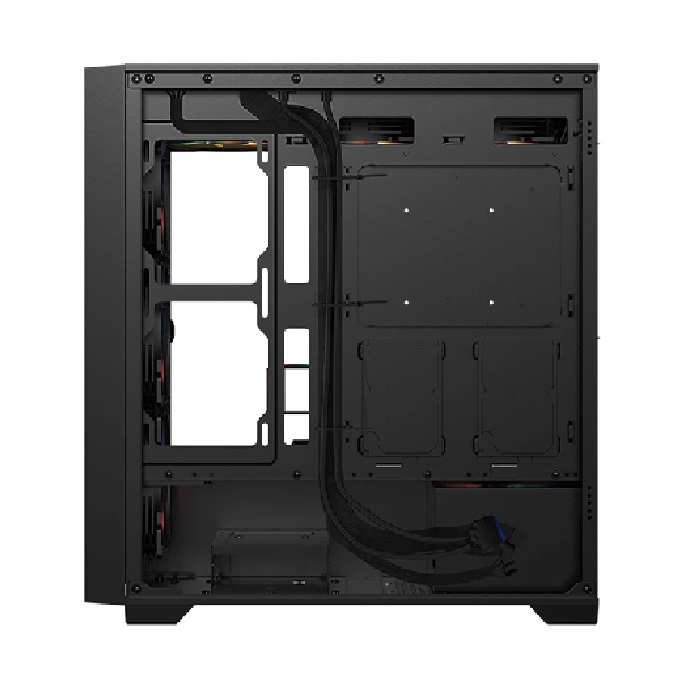 Gabinete Balam Rush Carbono Twin Mate 8000 con Ventana RGB, Midi-Tower, Micro-ATX/Mini-ITX, USB 3.0/2.0, sin Fuente, 4 Ventiladores RGB Instalados, Negro.