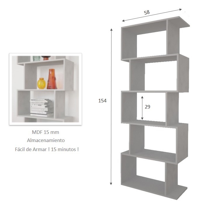 Librero minimalista alto gris claro