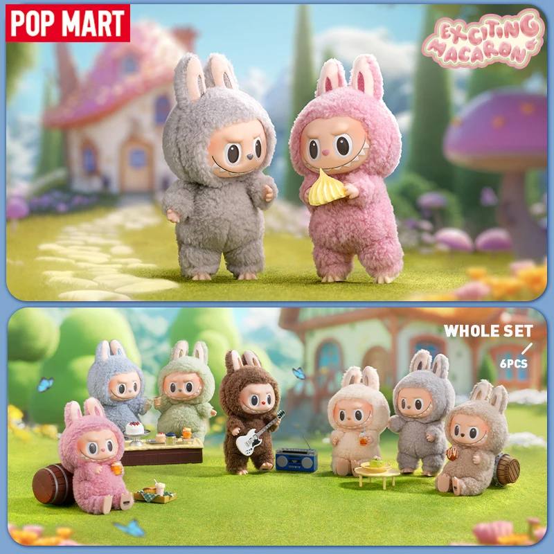 Pop Mart - Labubu Caja Misteriosa Autentica, Series Macaron, Caja con 6 Figuras Originales