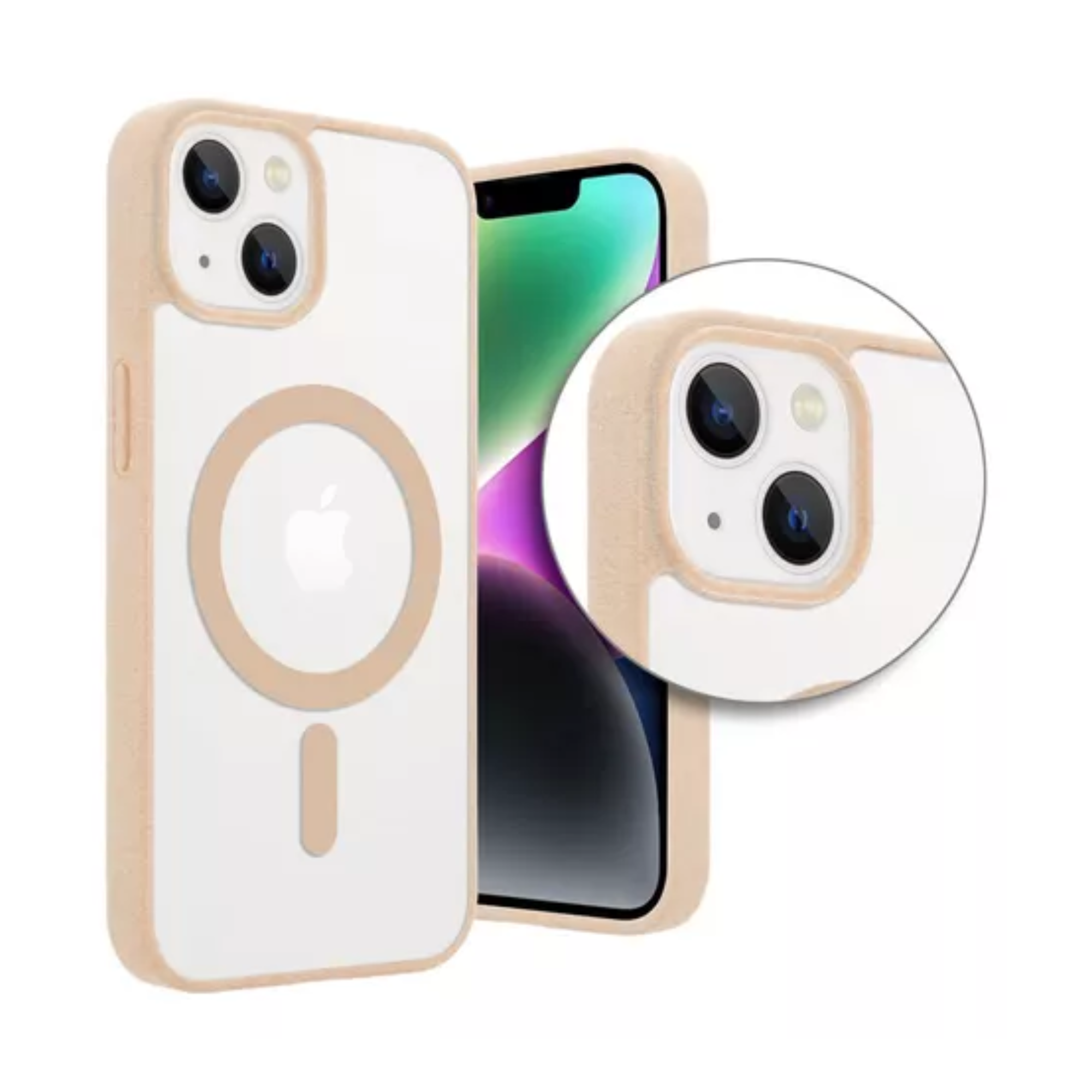 Mr. Gadgets Funda Transparente Color Titanio Del Desierto Arena Bronce Para iPhone 15,  Compatible Con Magsafe Silicona Acrilico Clear Color Case Carcasa