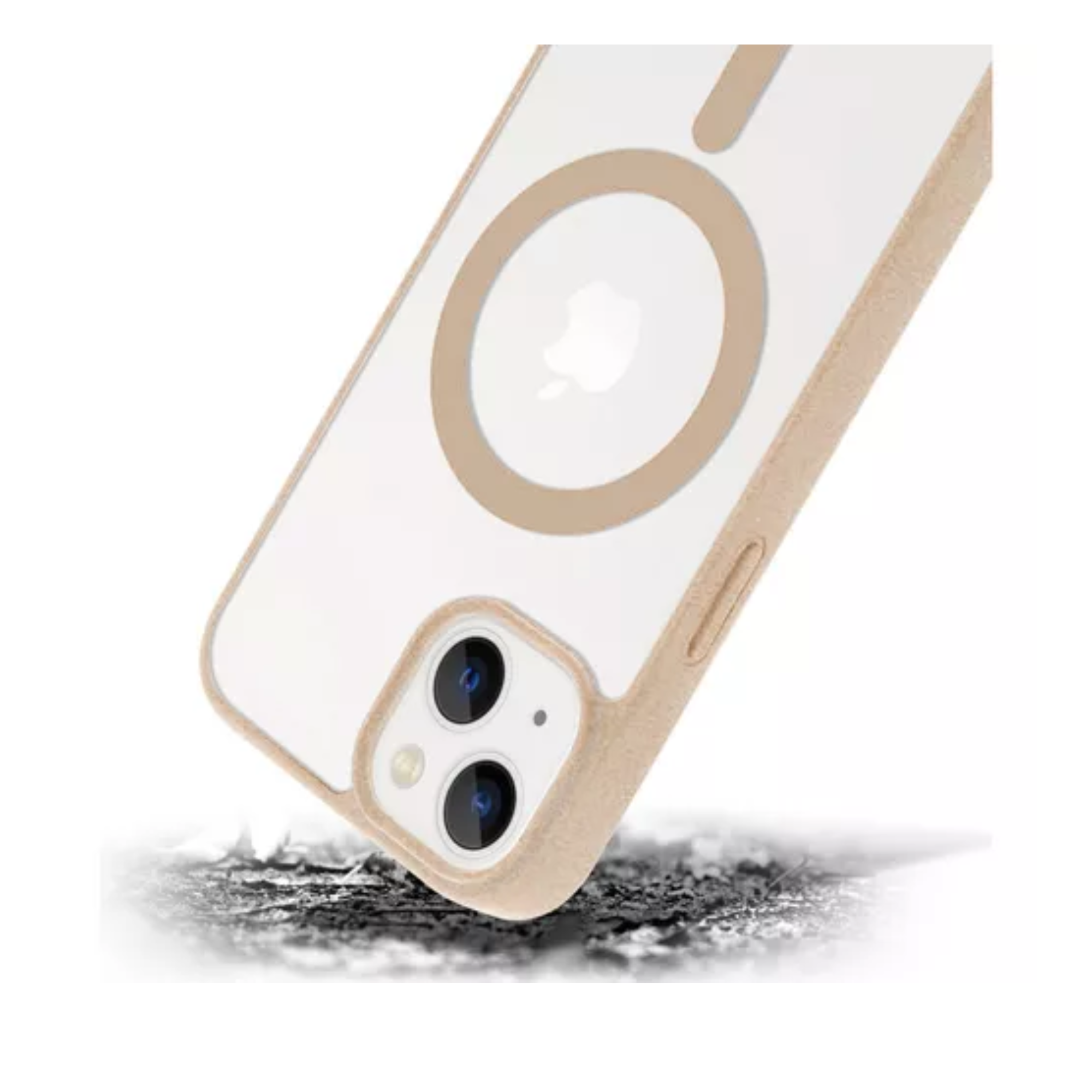 Mr. Gadgets Funda Transparente Color Titanio Del Desierto Arena Bronce Para iPhone 15,  Compatible Con Magsafe Silicona Acrilico Clear Color Case Carcasa