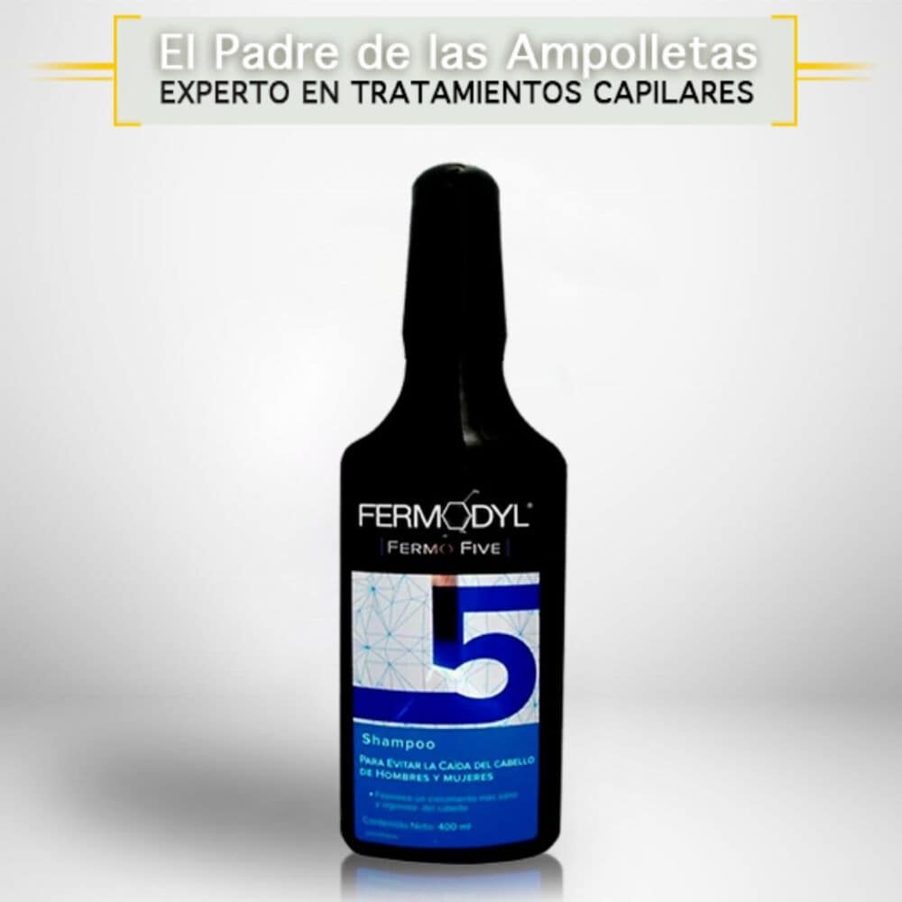 Fermodyl FermoFive, Tratamiento Caída Cabello, 12 Ampolletas y Shampoo Anticaída 400 ml, Hombre y Mujer