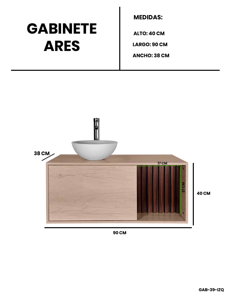 Gabinete Para Baño ARES Con Ovalin Y Monomando