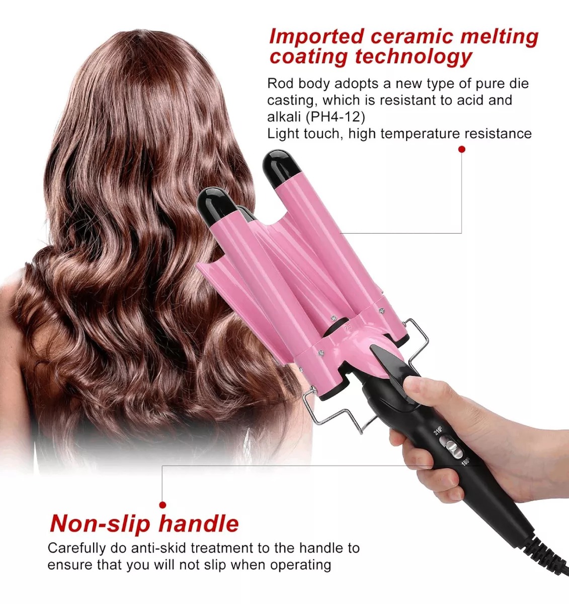 Rizadora De 3 Tubos Ceramica, Waflera Enchinadora De Cabello