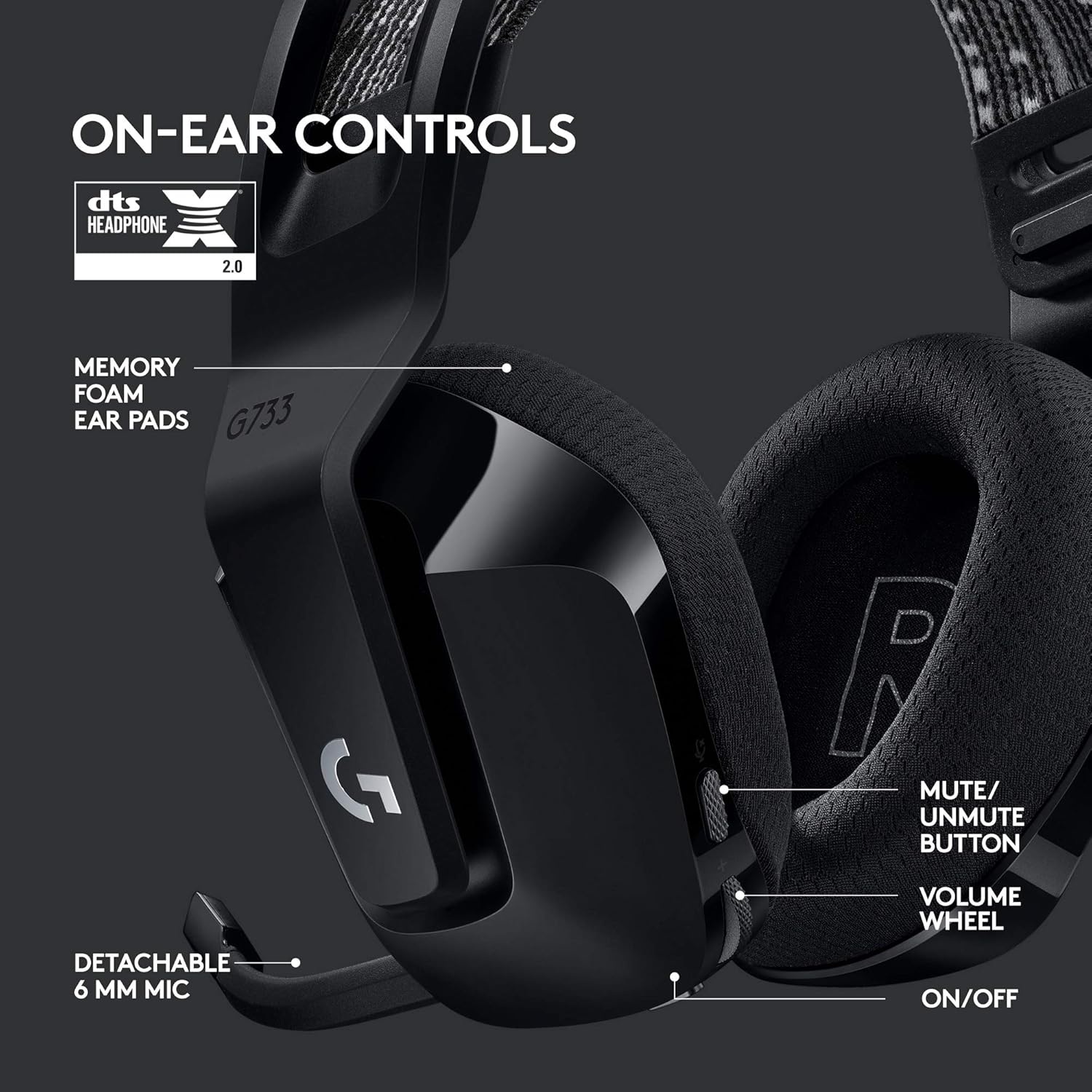 Audifonos Inalambricos Logitech G733 con Microfono para Juegos Lightspeed Color Negro