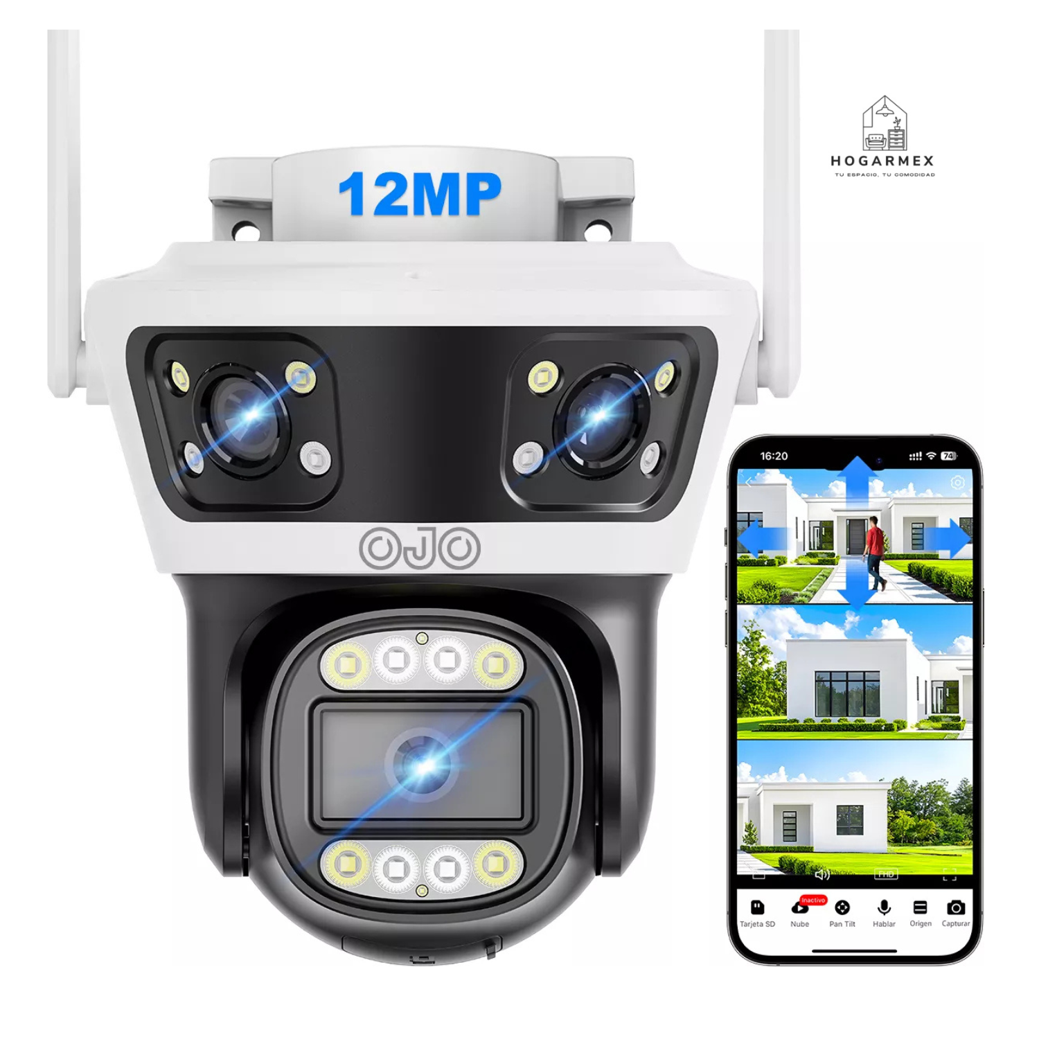  Cámara De Seguridad  Triple Exterior 3 Lentes Color Blanco Wifi 5G