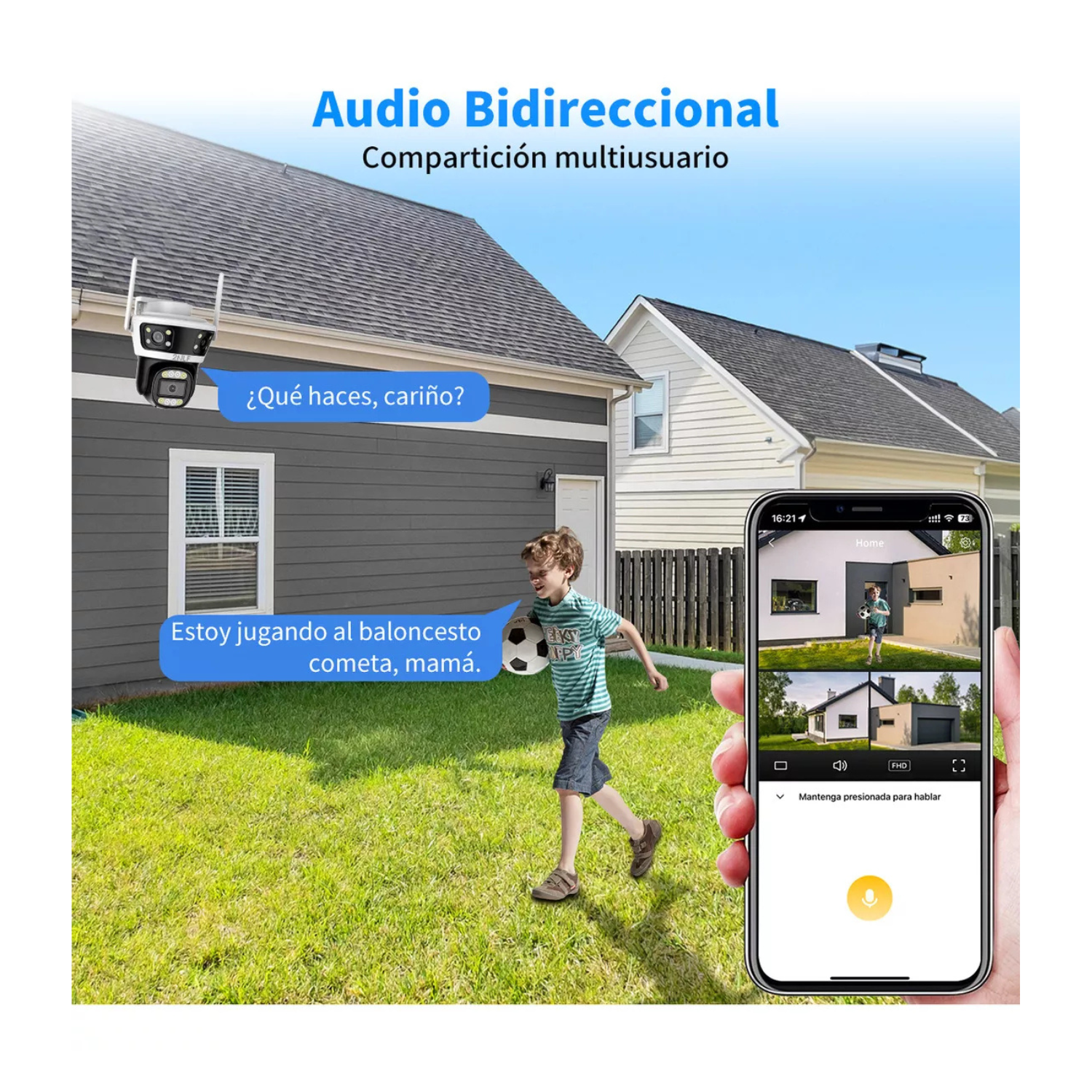  Cámara De Seguridad  Triple Exterior 3 Lentes Color Blanco Wifi 5G