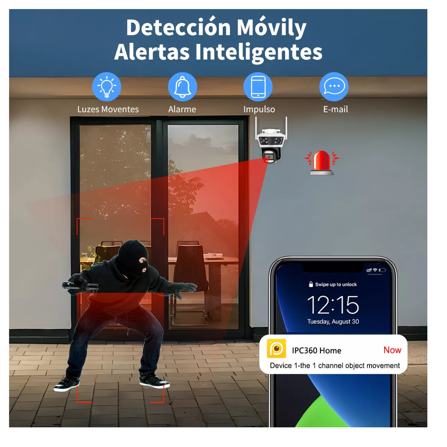  Cámara De Seguridad  Triple Exterior 3 Lentes Color Blanco Wifi 5G