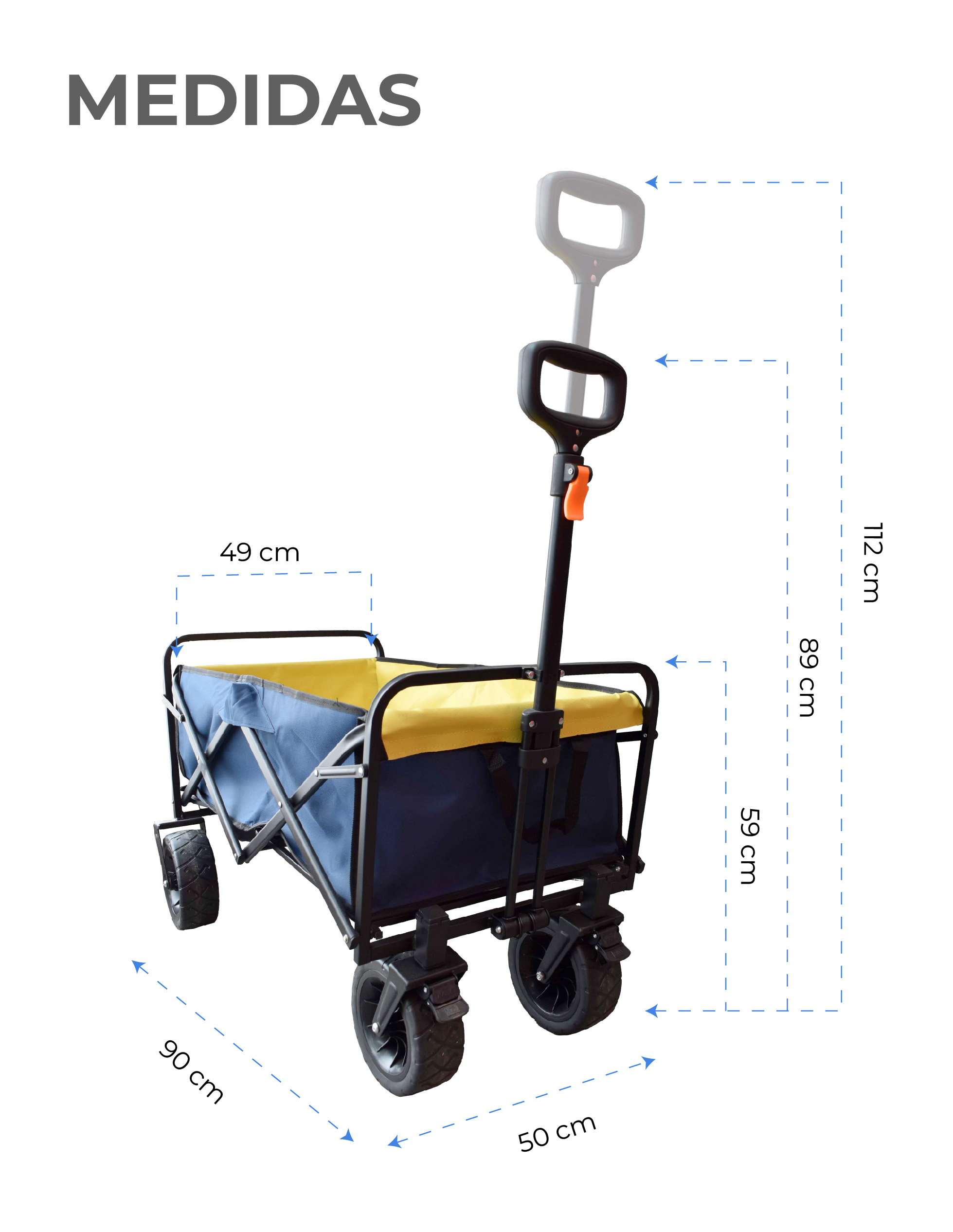 Carrito Azul Transportador Vagón Con Jaladera 