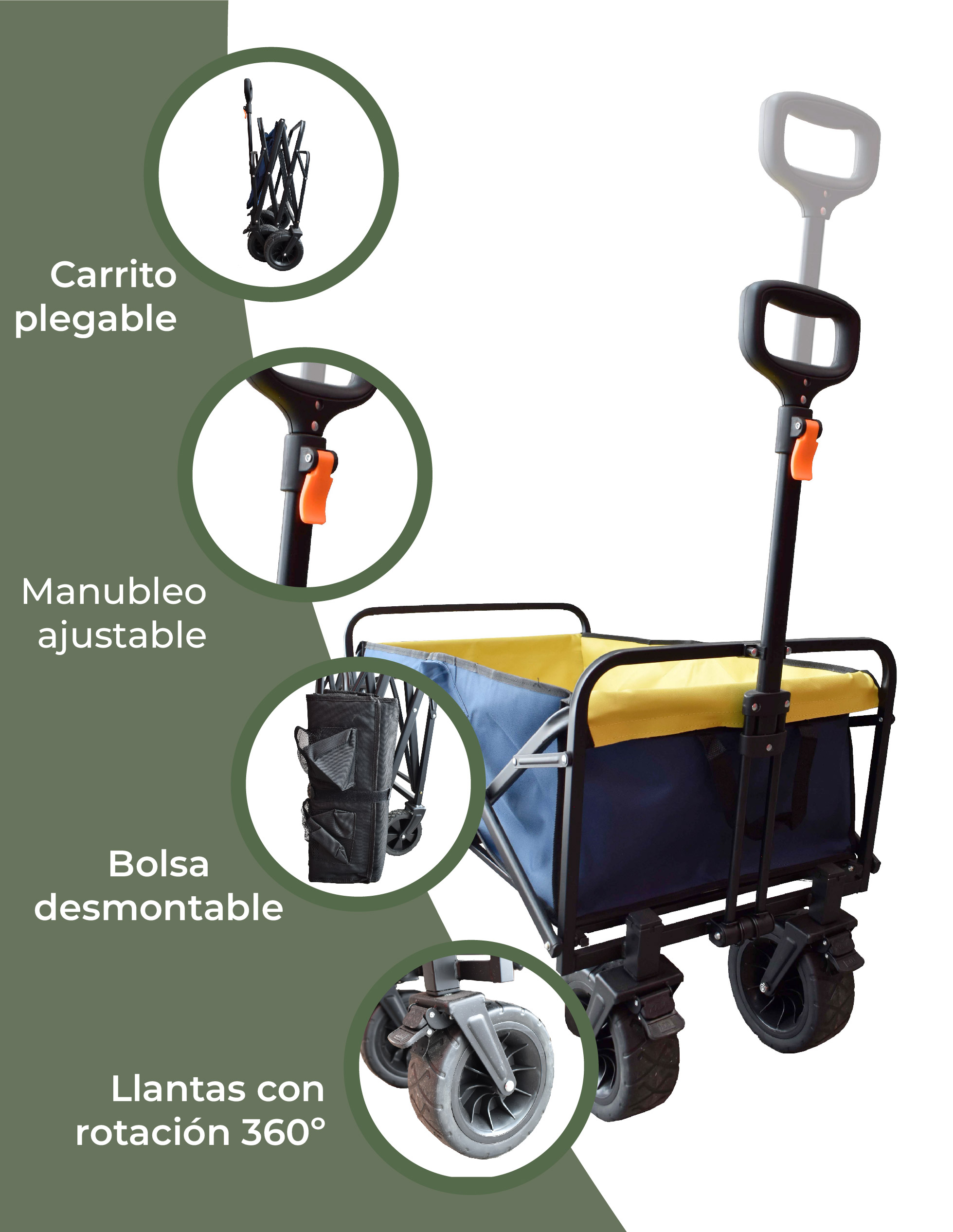 Carrito Azul Transportador Vagón Con Jaladera 