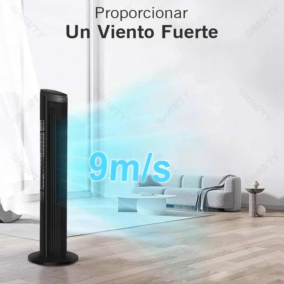 Ventilador De Torre Shawty® 40 Pulgadas 100cm Con Control Remoto, 5 Velocidades Temporizador 12H, Silencioso y Portátil, Ideal Dormitorio, Oficina, Cocina
