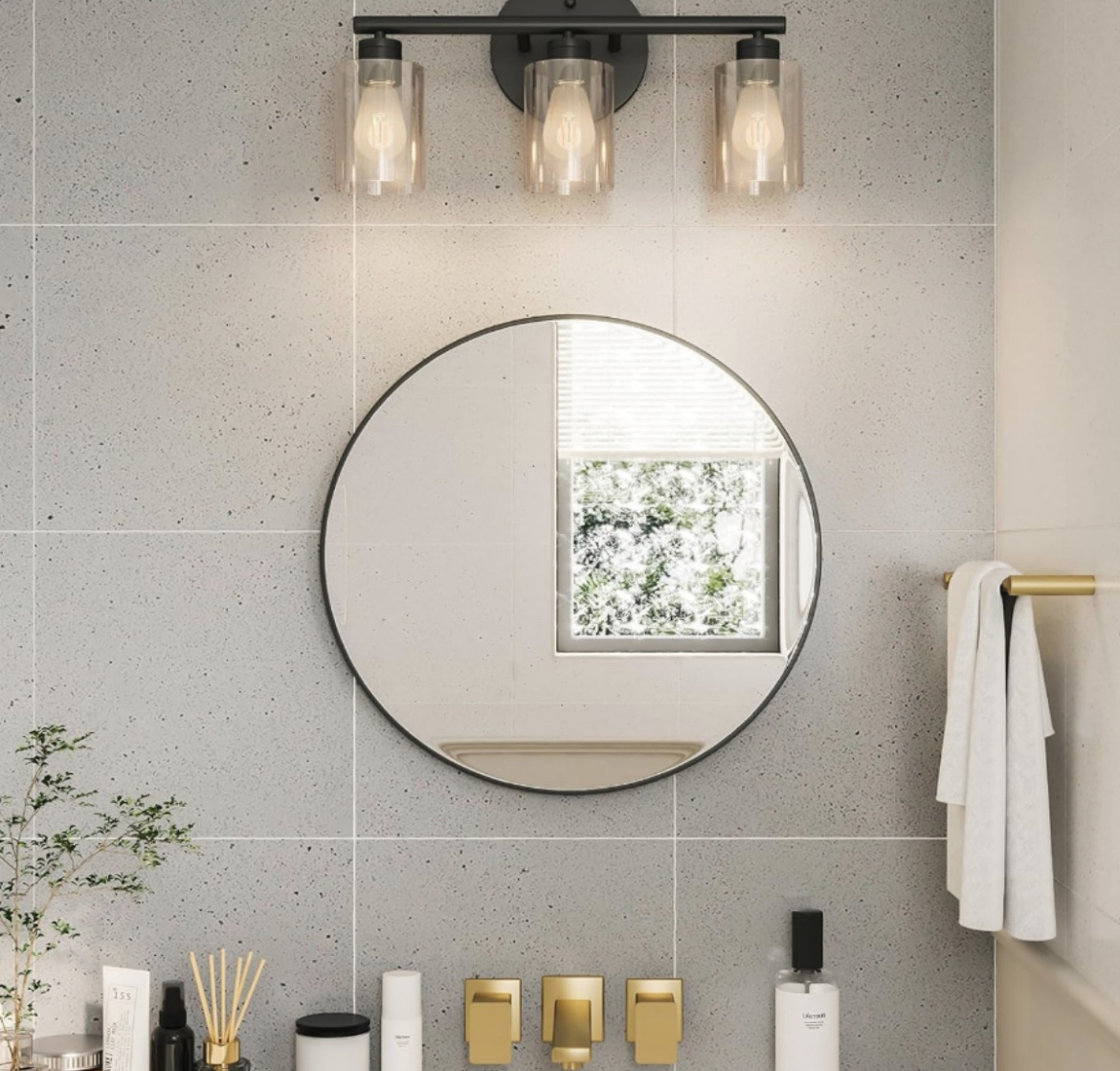 Espejo Redondo De 50cm Con Marco Pared Baño Habitación