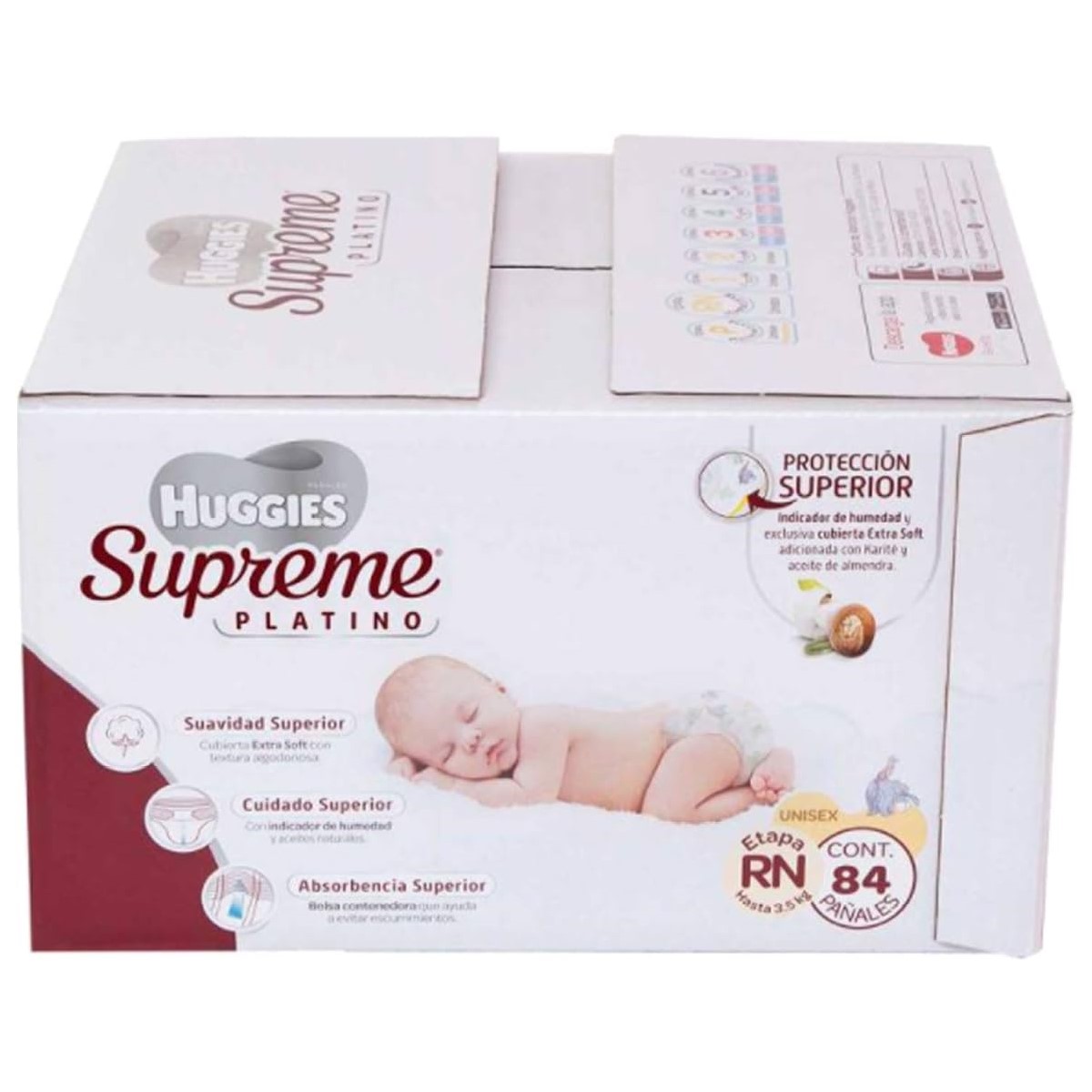 Pañales Huggies Supreme Platino RN, Recién Nacido, 84 Piezas, Máxima Protección y Cuidado