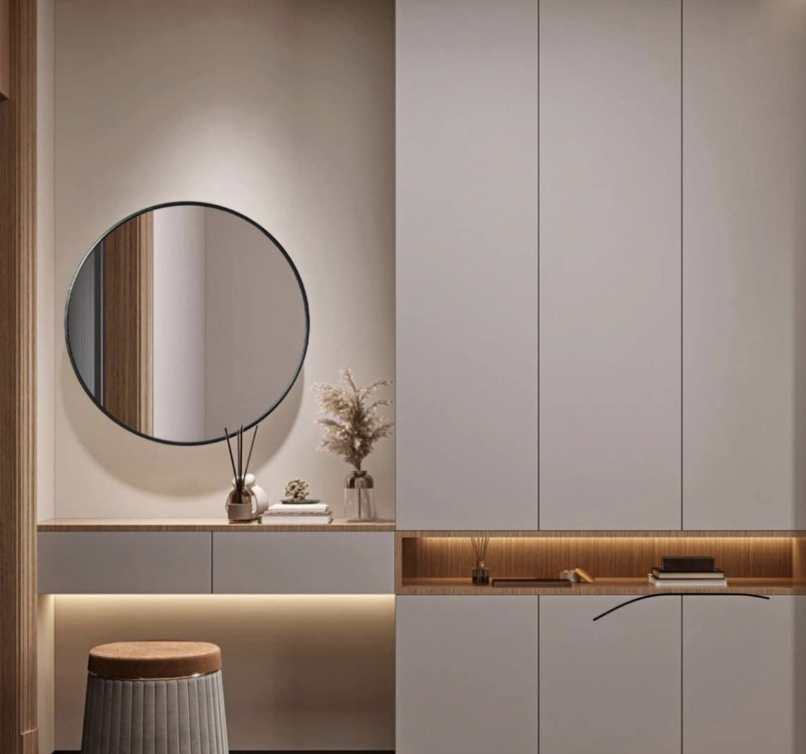 Espejo Redondo De 50cm Con Marco Pared Baño Habitación