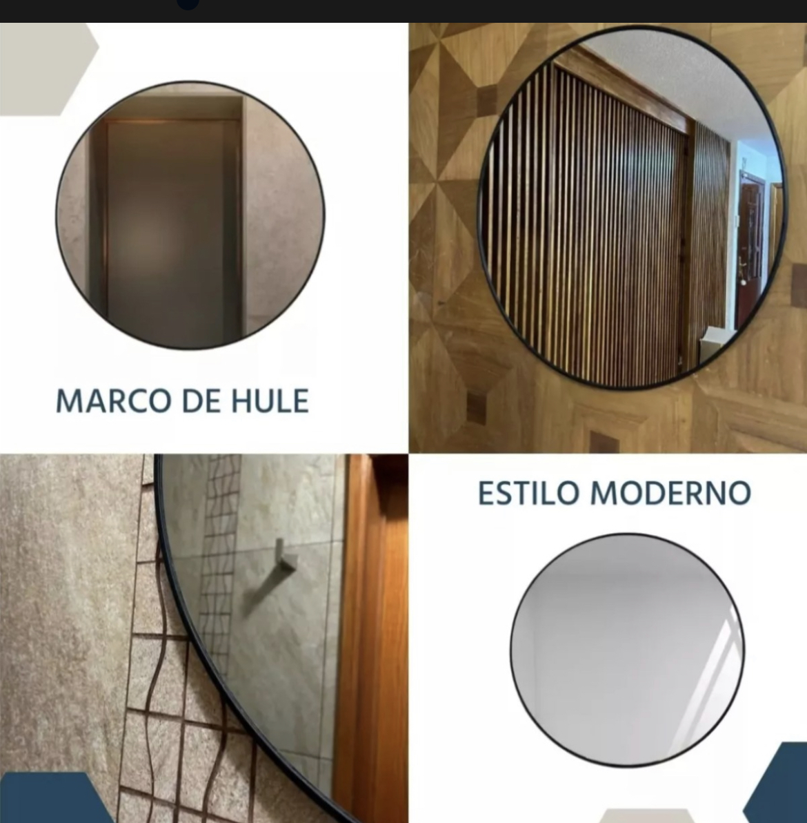 Espejo Redondo De 50cm Con Marco Pared Baño Habitación
