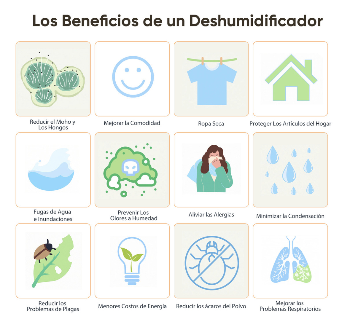 Deshumidificadores De 6 L Para El Hogar, Con Drenaje, Blanco