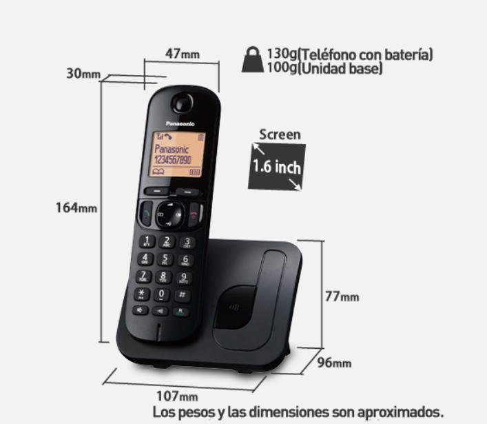 Teléfono KX-TGC210MEB Panasonic - Inalámbrico Digital con Localizador Negro
