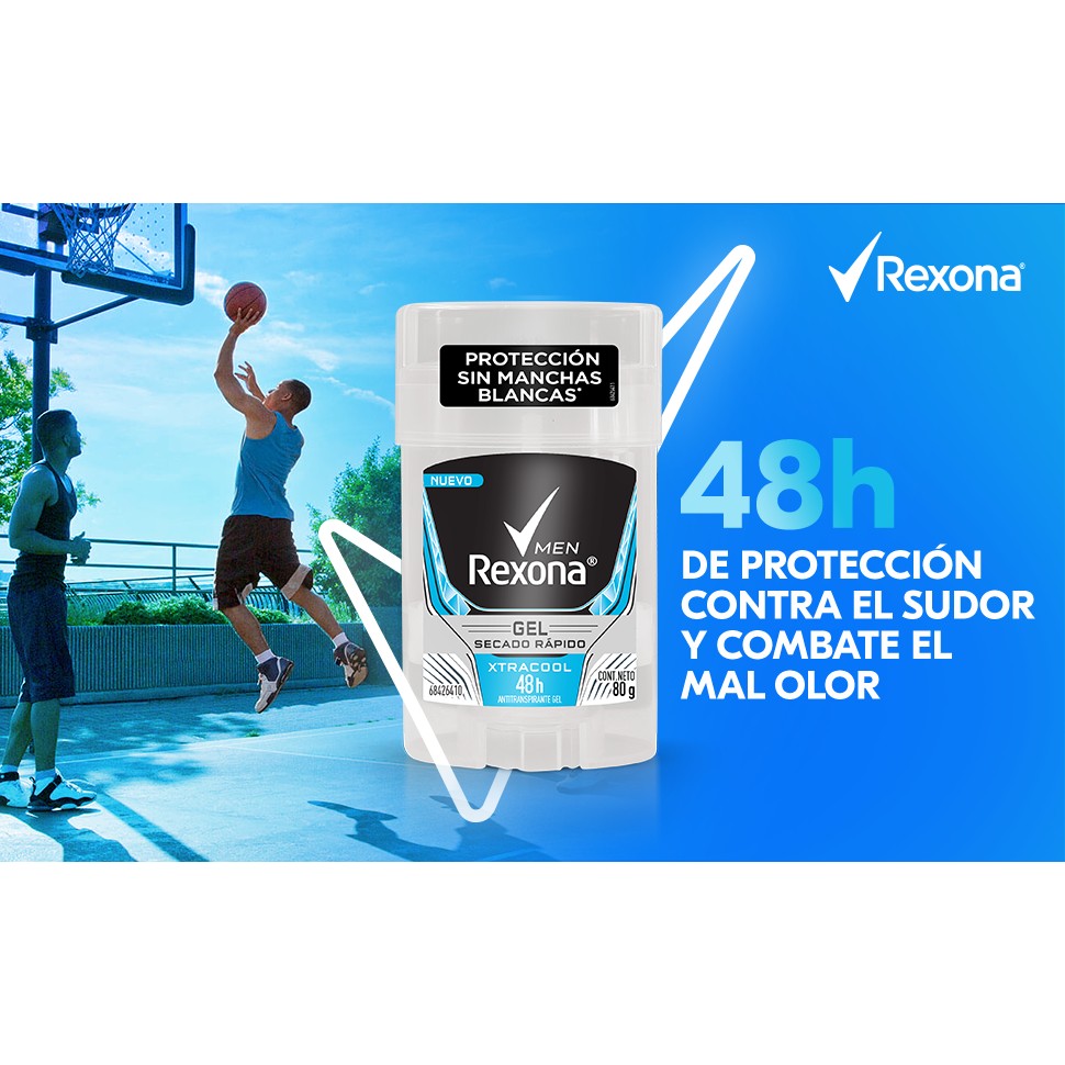 Set Rexona: Desodorante para Pies Efficient Antibacterial y Antitranspirante en Gel Xtracool Hombre 80g, Secado Rápido, 48h Protección