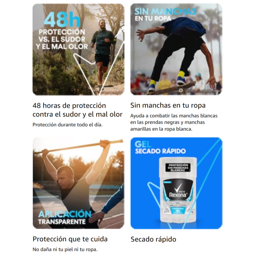 Set Rexona: Desodorante para Pies Efficient Antibacterial y Antitranspirante en Gel Xtracool Hombre 80g, Secado Rápido, 48h Protección