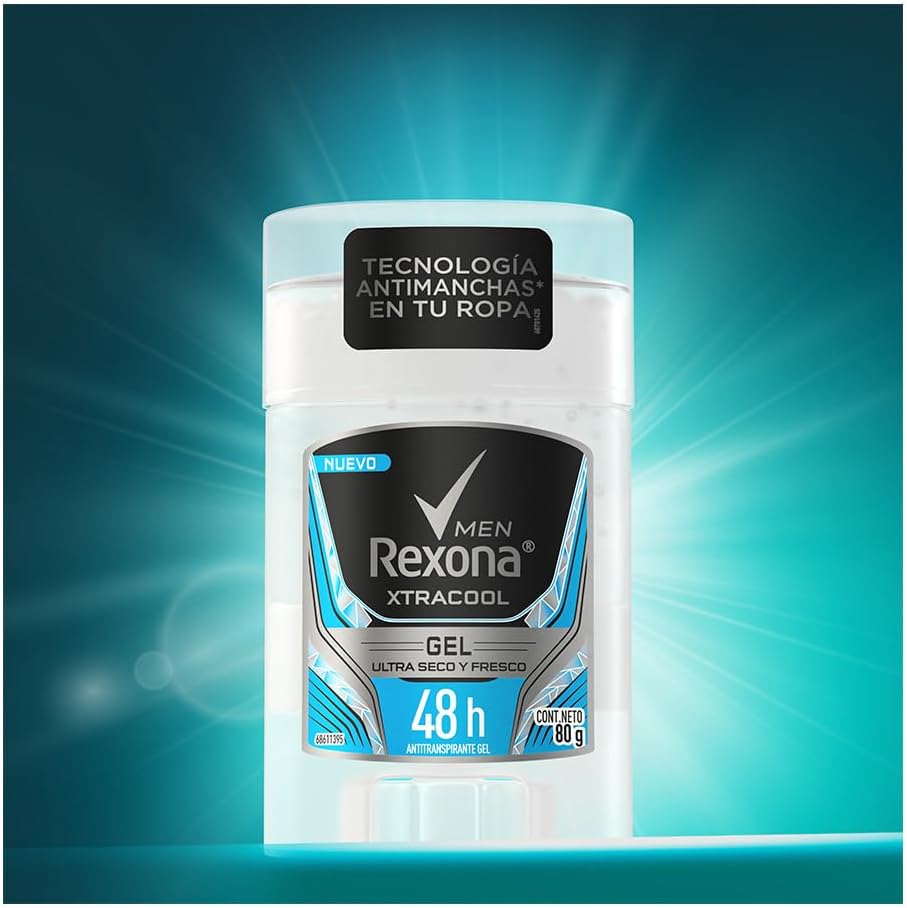 Set Rexona: Desodorante para Pies Efficient Antibacterial y Antitranspirante en Gel Xtracool Hombre 80g, Secado Rápido, 48h Protección