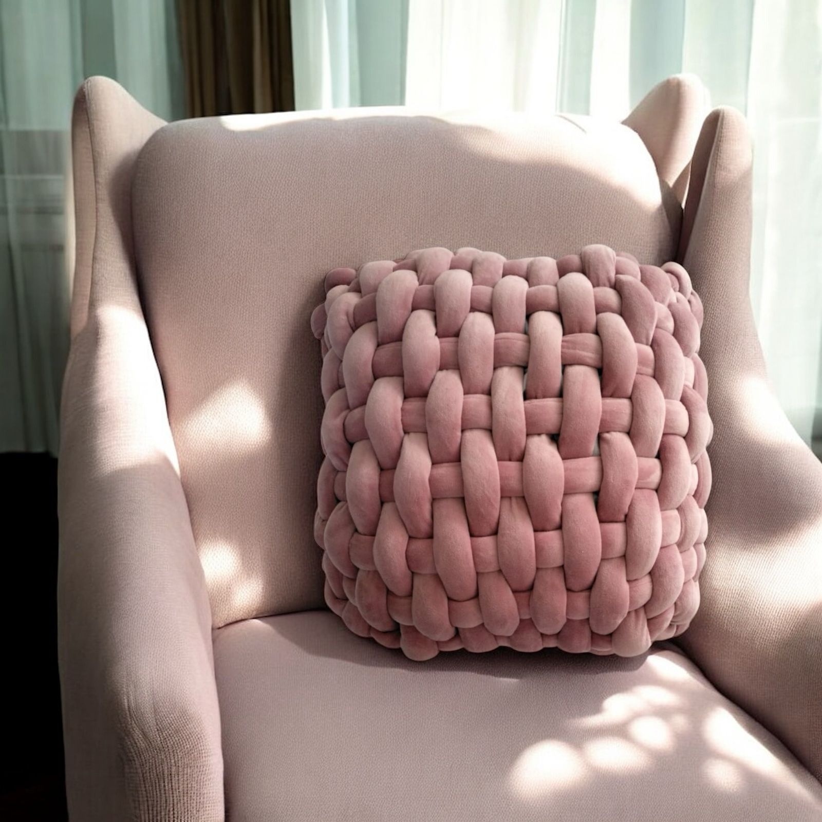 Cojín Nudo almohada  Tejida Rosa Hogar Decorativo Recamara