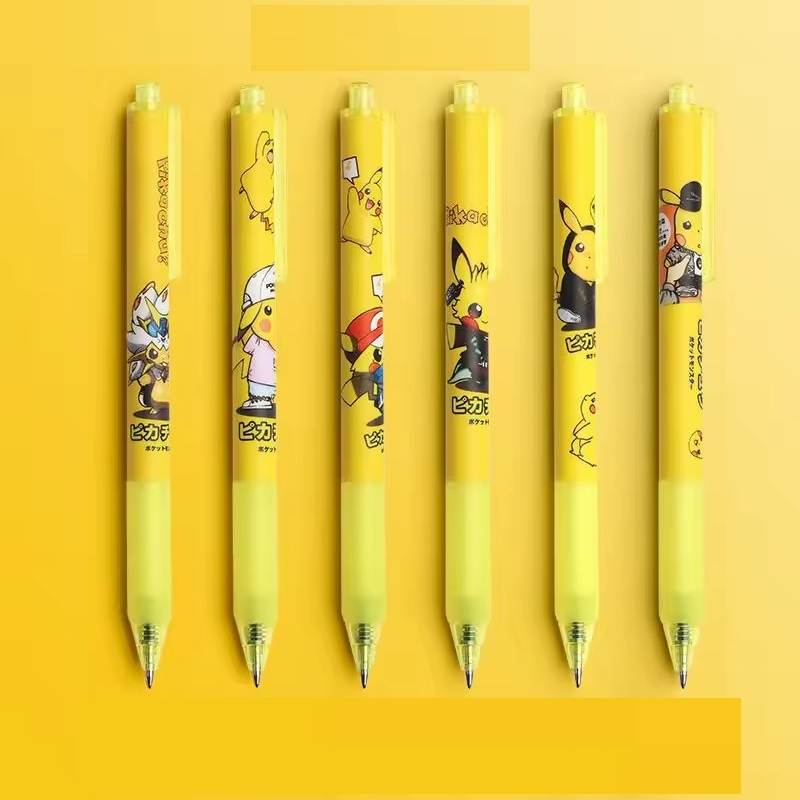 6 Bolígrafos Gel Premium Anime Rata Amarilla Estudiante 0,5mm Oficina Escuela