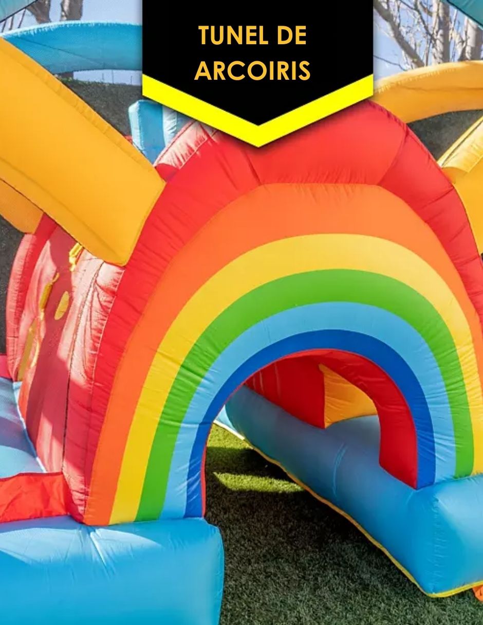 Trampolín Brincolín Inflable Arcoíris Con Pared Y Escalera