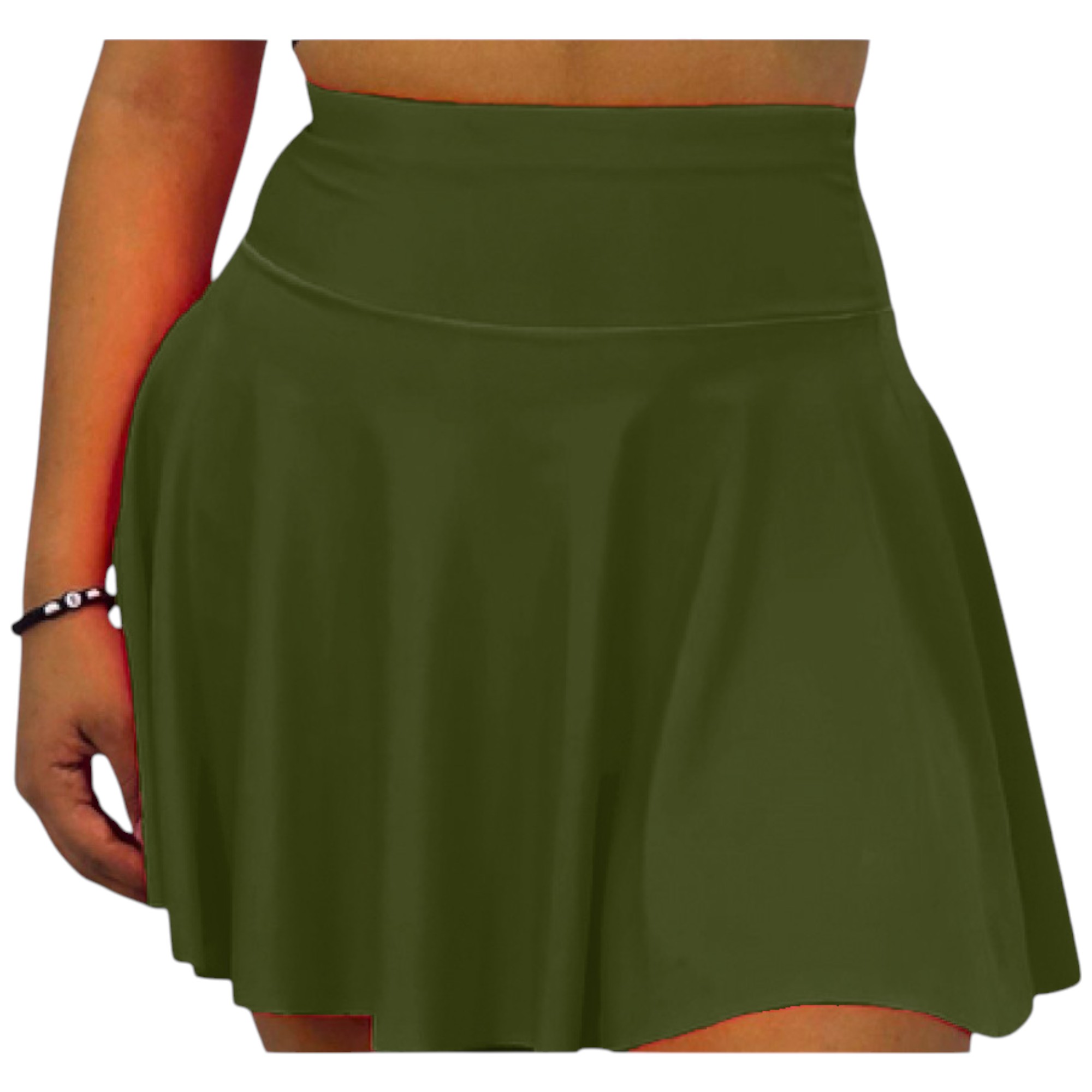FALDA SHORT LICRA DEPORTIVA PREMIUM MUJER PARA TENIS, YOGA, FIT, GOLF, GYM, GIMNASIA, ATLETISMO, SENDERISMO, ACTIVIDADES AL AIRE LIBRE  CON BOLSO INTEGRADO 2 EN 1 COLOR VERDE MILITAR