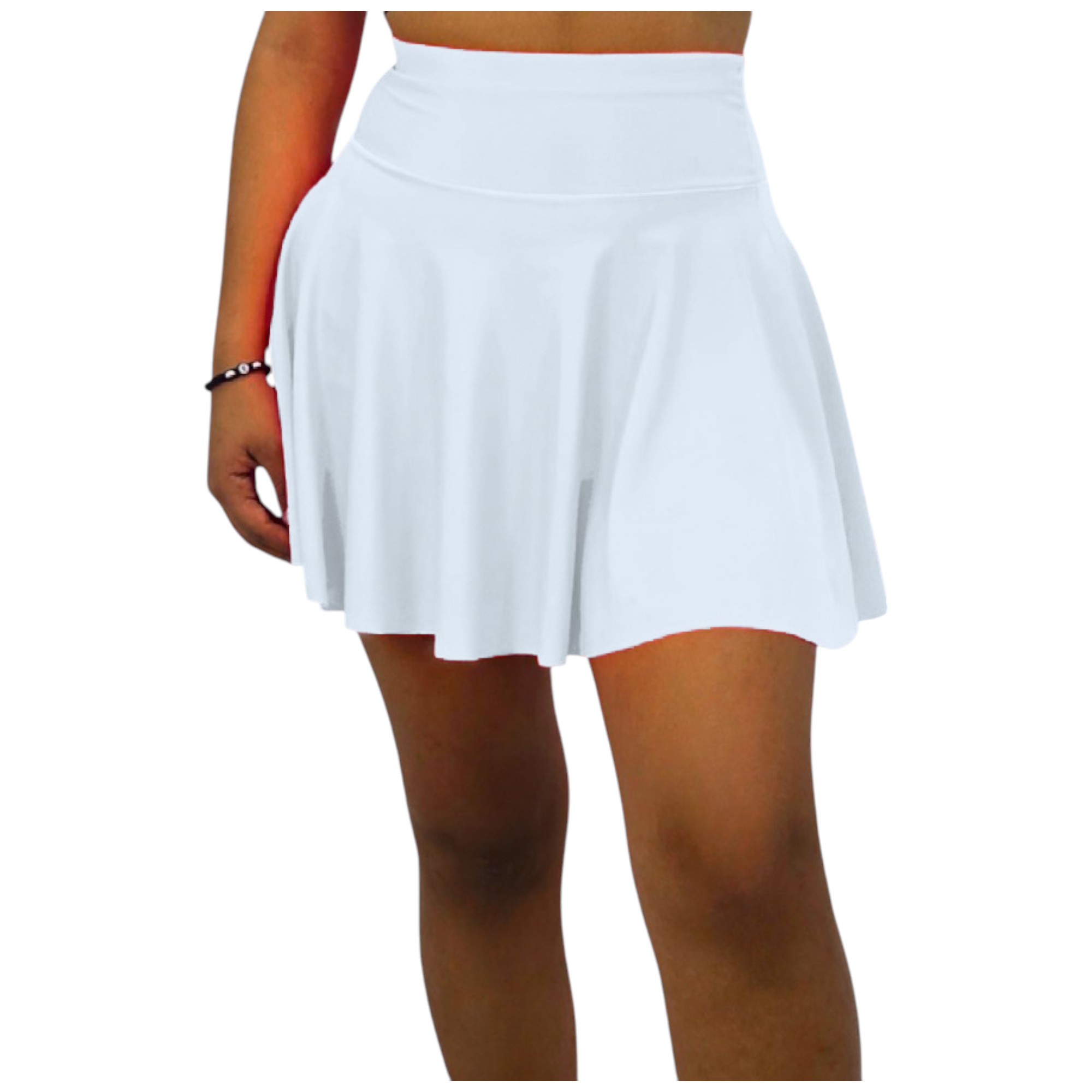 FALDA SHORT LICRA DEPORTIVA MUJER PARA TENIS, YOGA, FIT, GOLF, GYM, GIMNASIA, ATLETISMO, SENDERISMO, ACTIVIDADES AL AIRE LIBRE CON BOLSO INTEGRADO 2 EN 1 COLOR BLANCO
