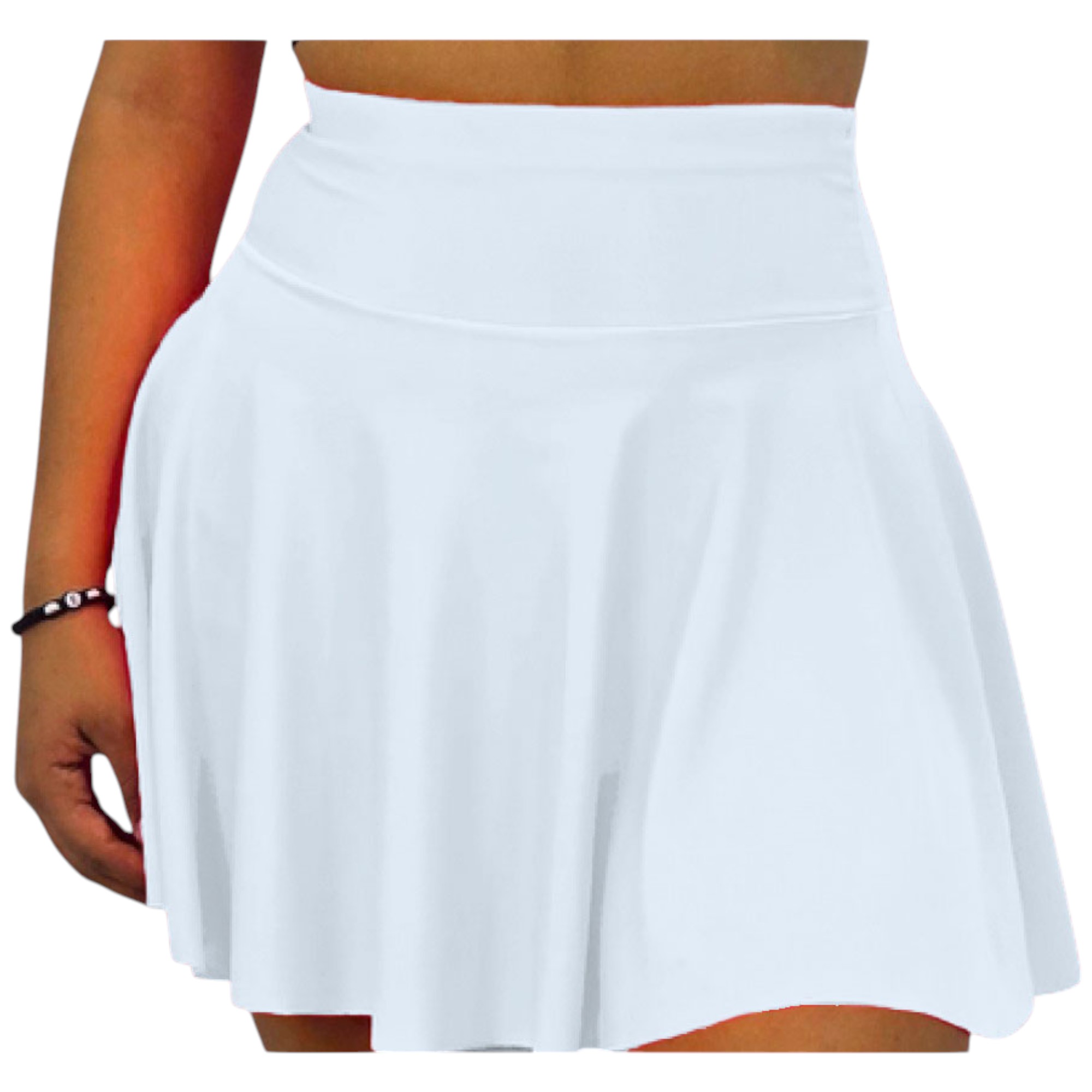 FALDA SHORT LICRA DEPORTIVA MUJER PARA TENIS, YOGA, FIT, GOLF, GYM, GIMNASIA, ATLETISMO, SENDERISMO, ACTIVIDADES AL AIRE LIBRE CON BOLSO INTEGRADO 2 EN 1 COLOR BLANCO