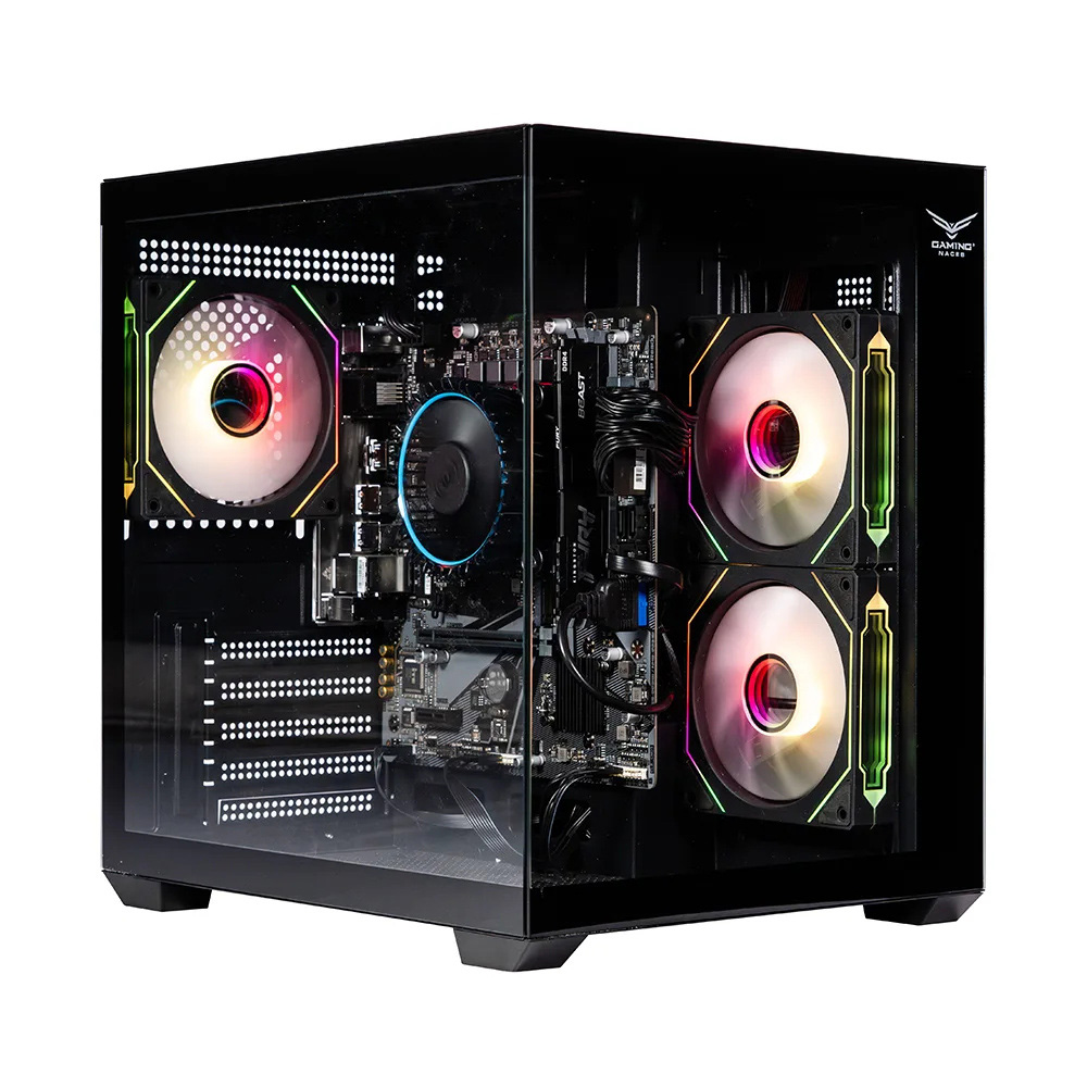 GABINETE NACEB STARFALL GAMER M-ATX RGB 3VENT S/FUENTE CRISTAL NEGRO NA-0636N