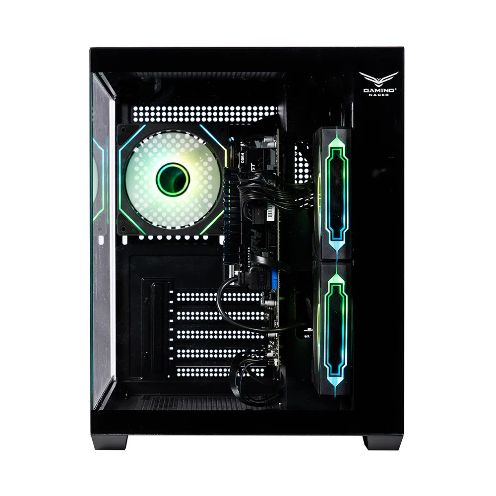 GABINETE NACEB STARFALL GAMER M-ATX RGB 3VENT S/FUENTE CRISTAL NEGRO NA-0636N