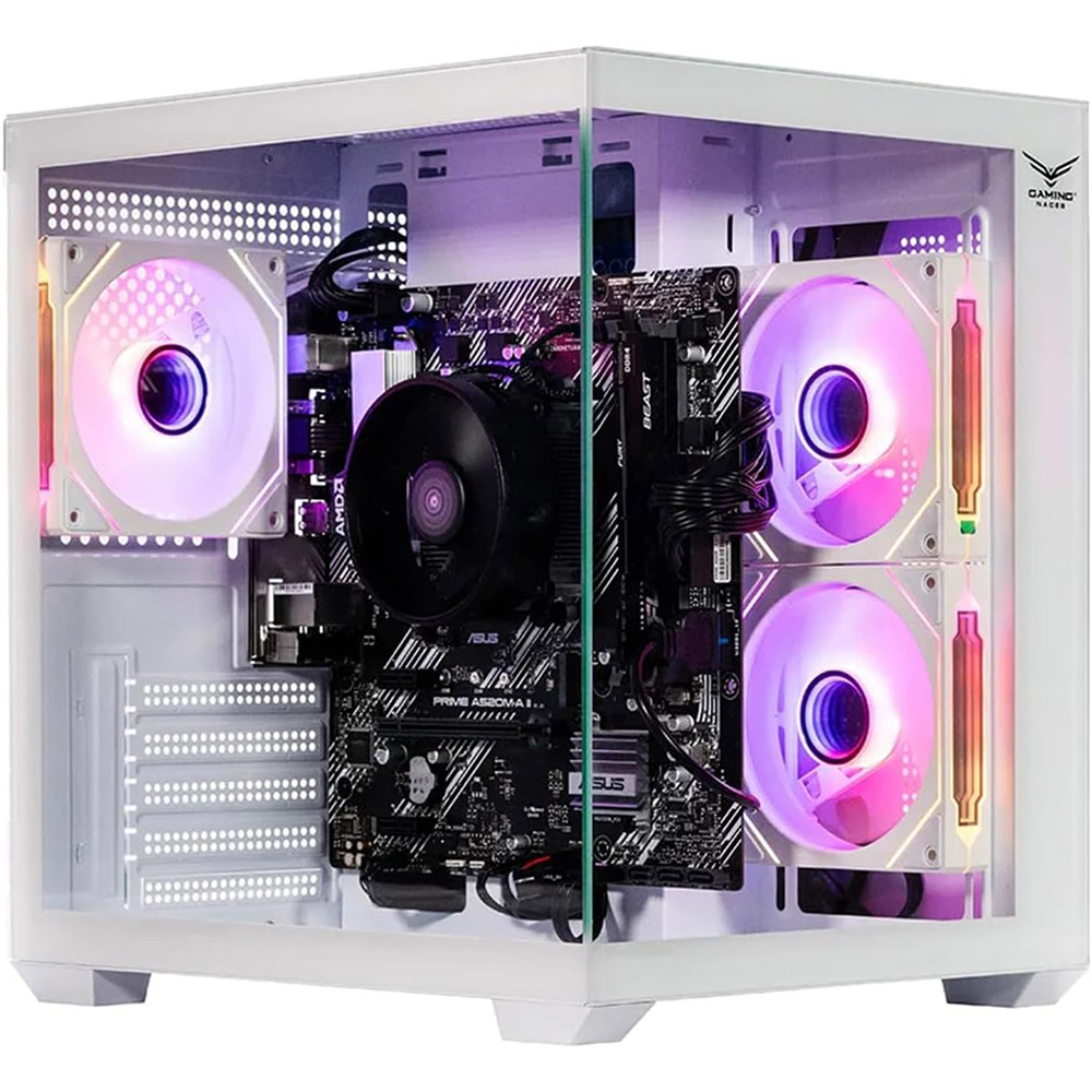 GABINETE NACEB STARFALL GAMER M-ATX RGB 3VENT S/FUENTE CRISTAL BLANCO NA-0636B