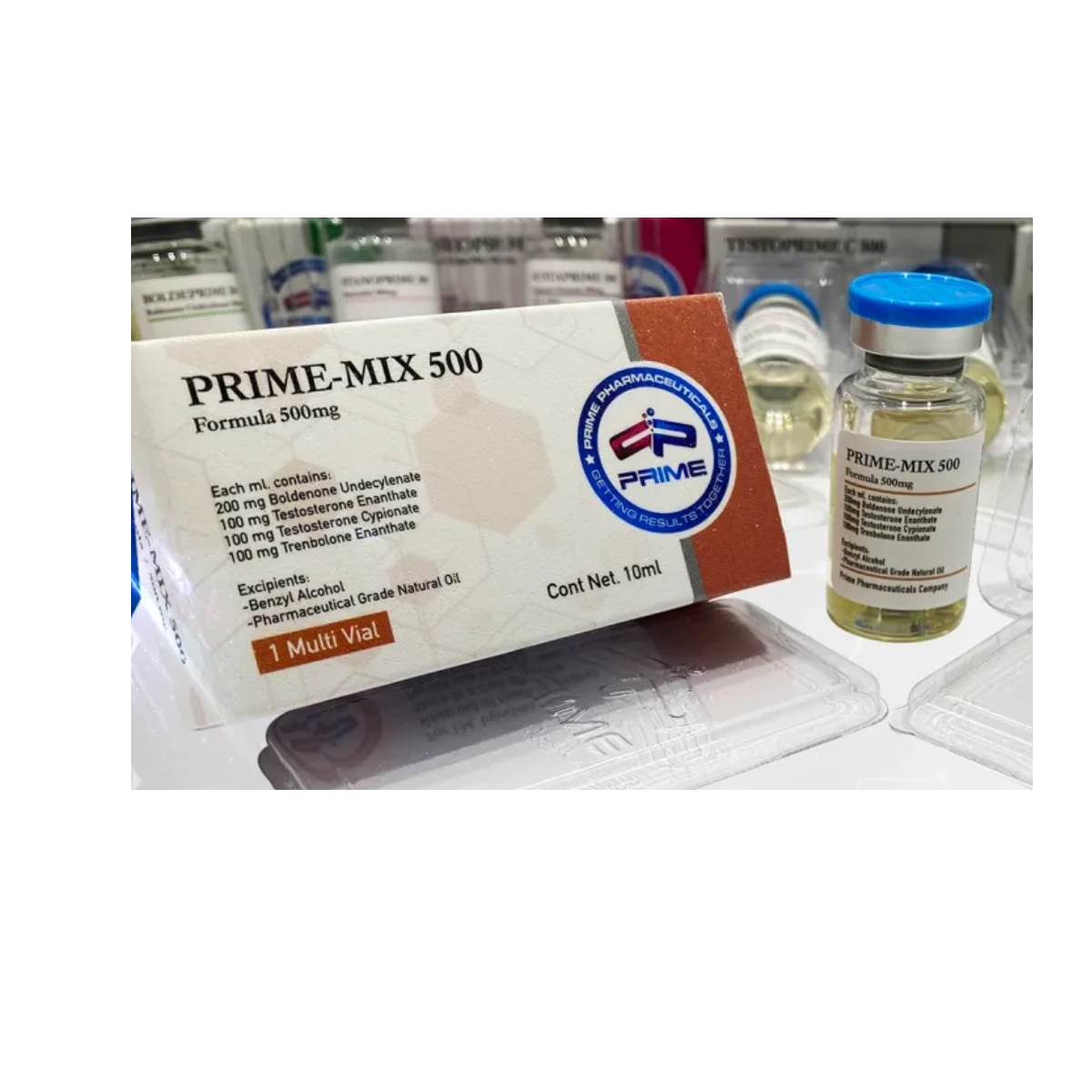 PRIME MIX 500 - Boldenona/Enantato/Cipionato/Trembolona - Inyectable - 500mg/ml 10ml - Prime Pharmaceuticals - Masa sólida, fuerza extrema y resultados avanzados en un solo vial