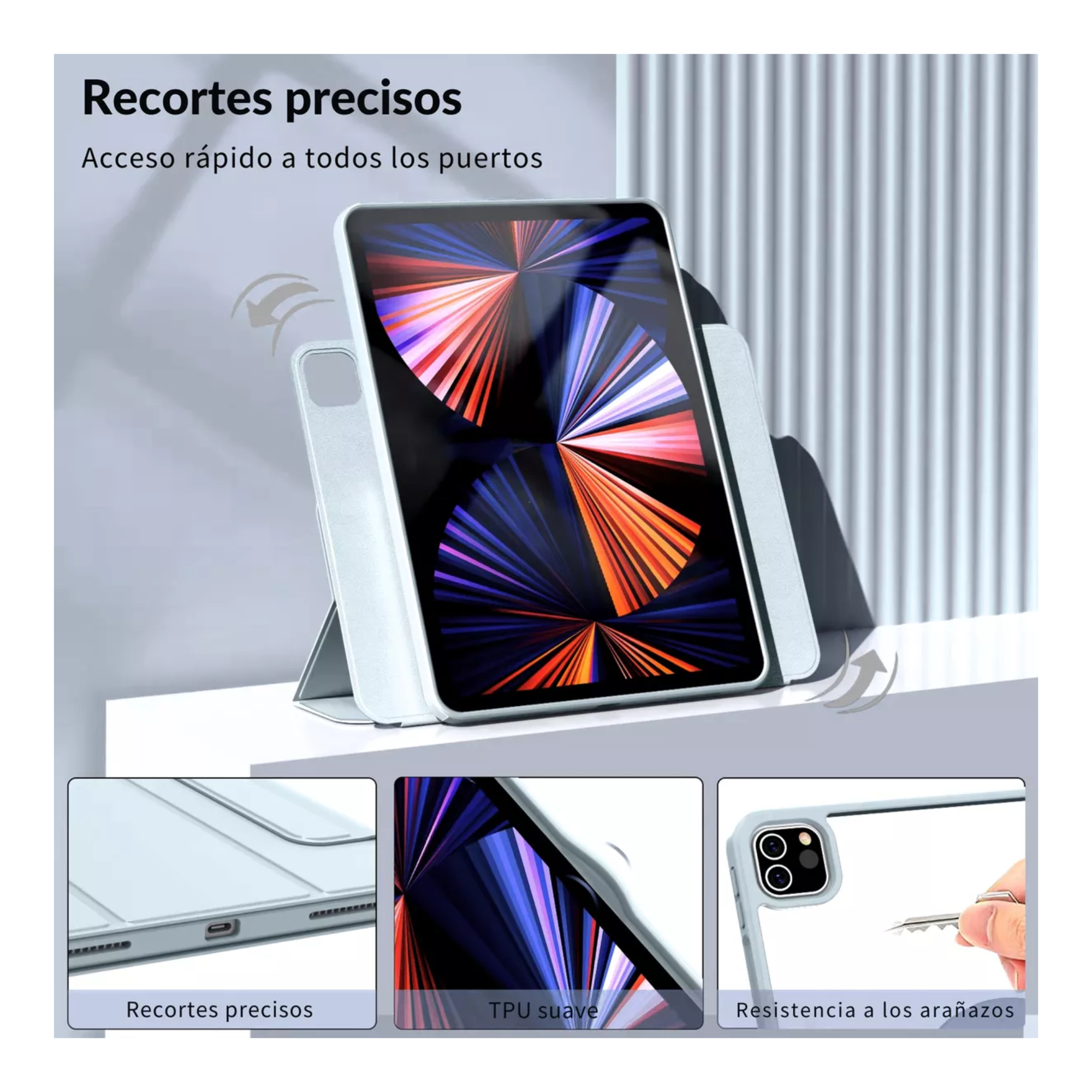 Funda Case Smart Folio 2 En 1 Magnetico, Compatible  iPad Air 4th/5th 10.9 Pulgadas / iPad Air M2/ M3 11 Pulgadas,Soport