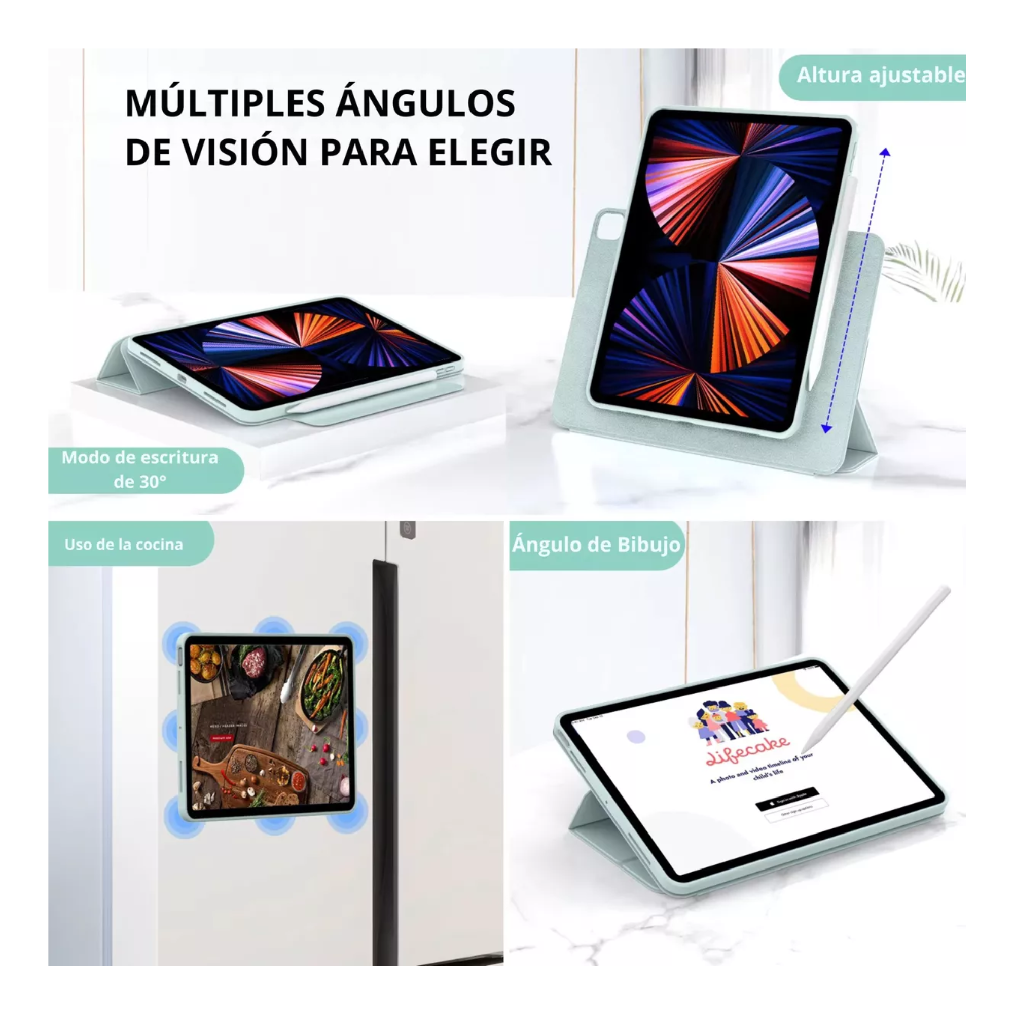 Funda Case Smart Folio 2 En 1 Magnetico, Compatible  iPad Air 4th/5th 10.9 Pulgadas / iPad Air M2/ M3 11 Pulgadas,Soport