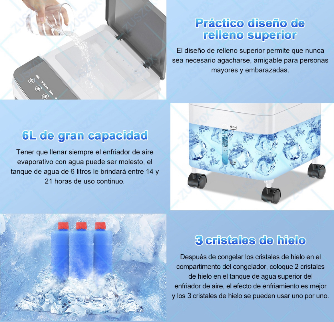 Enfriador De Aire Acondicionado Portátil Ventilador Frio 6l