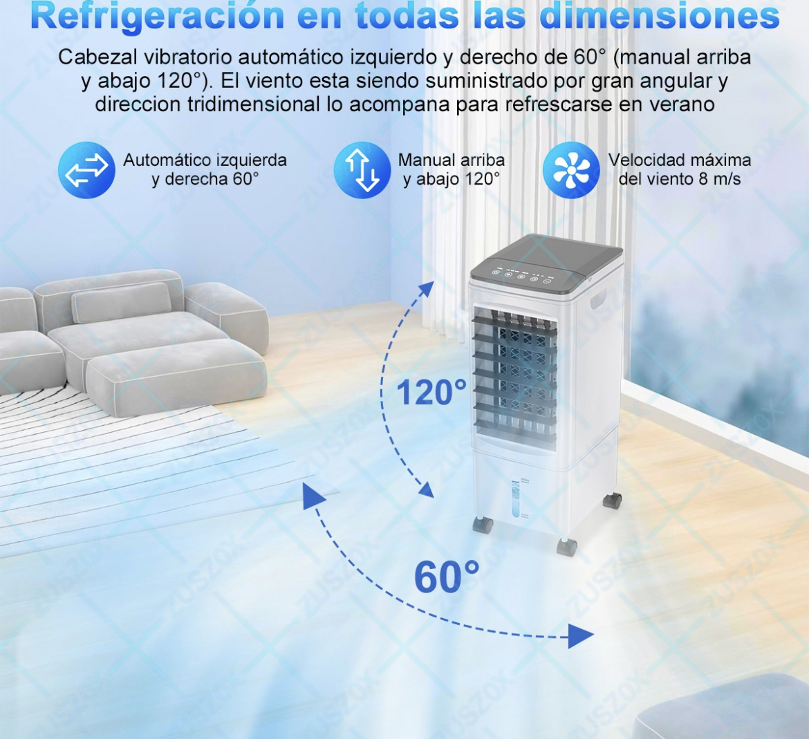 Enfriador De Aire Acondicionado Portátil Ventilador Frio 6l