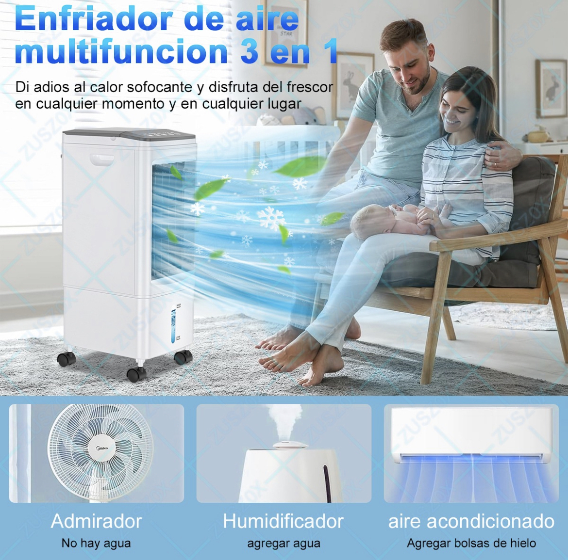 Enfriador De Aire Acondicionado Portátil Ventilador Frio 6l