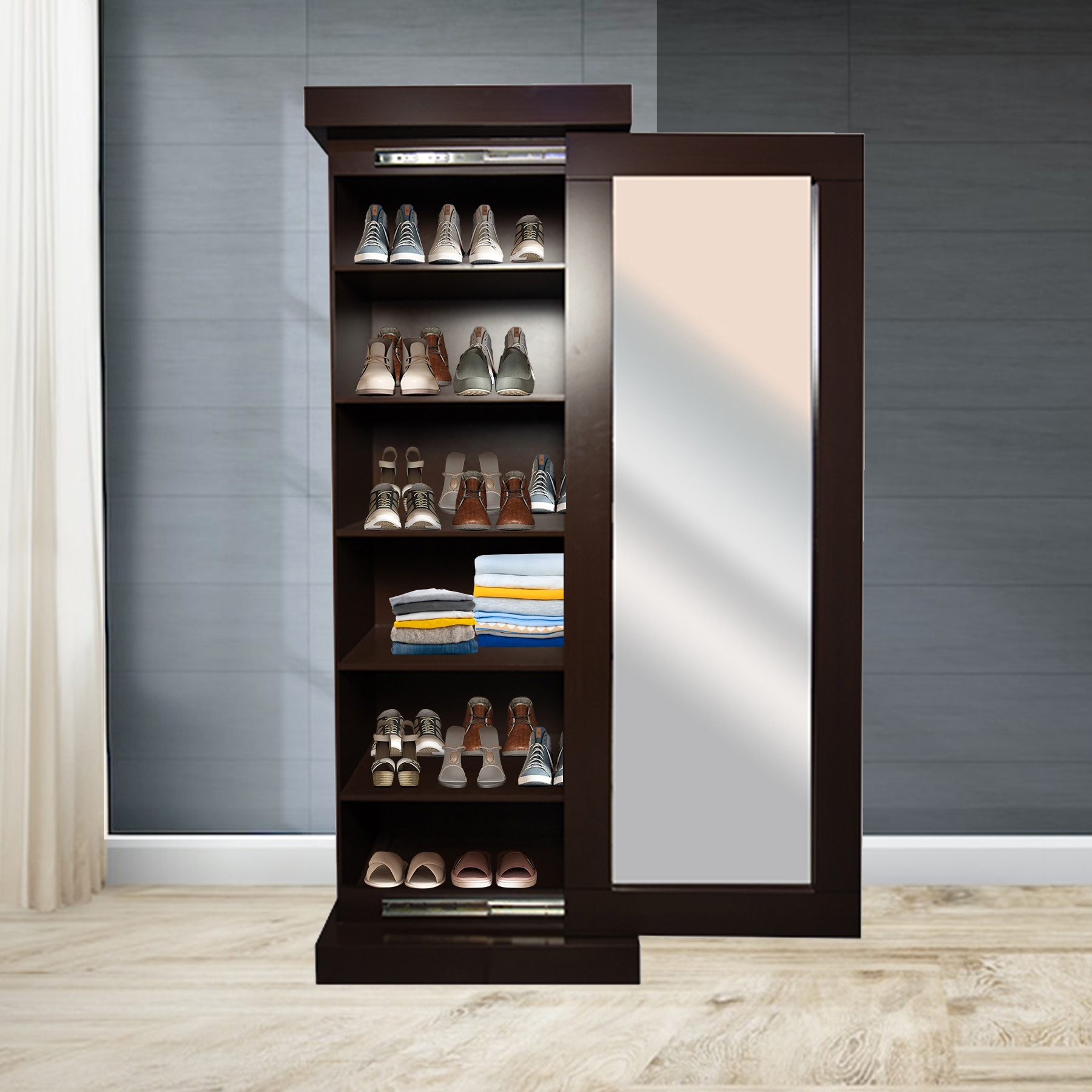 Zapatera closet organizador espejo de cuerpo completo multifuncional Eko Envió Gratis