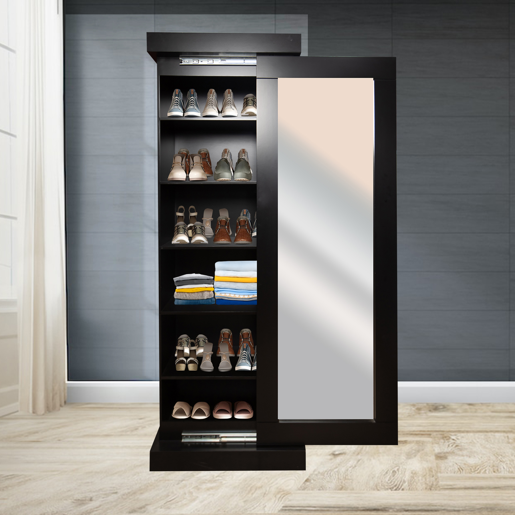 Zapatera closet organizador de zapatos espejo de cuerpo completo multifuncional Eko Envió Gratis