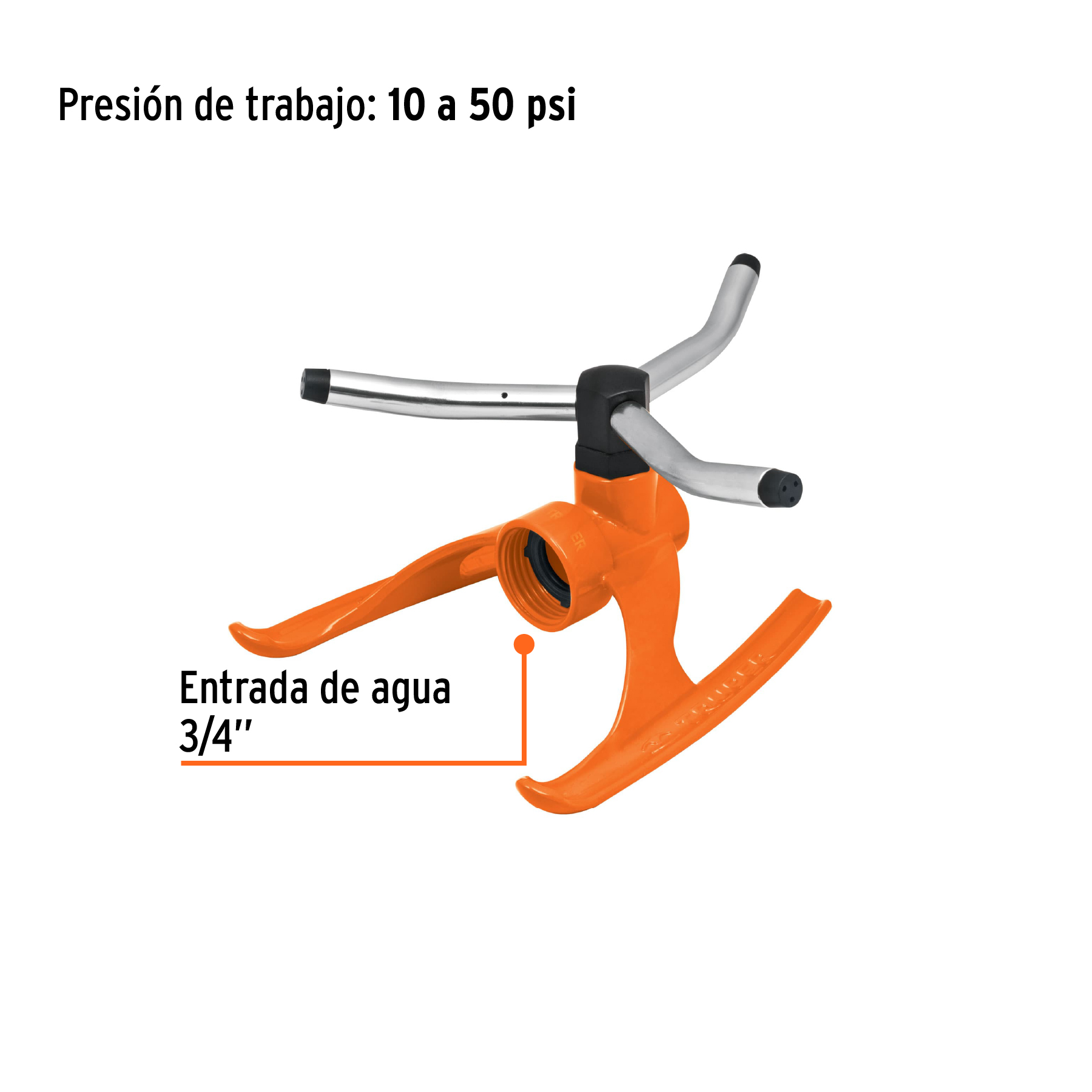 Aspersor b/metálica giratorio 3 brazos de aluminio, Truper