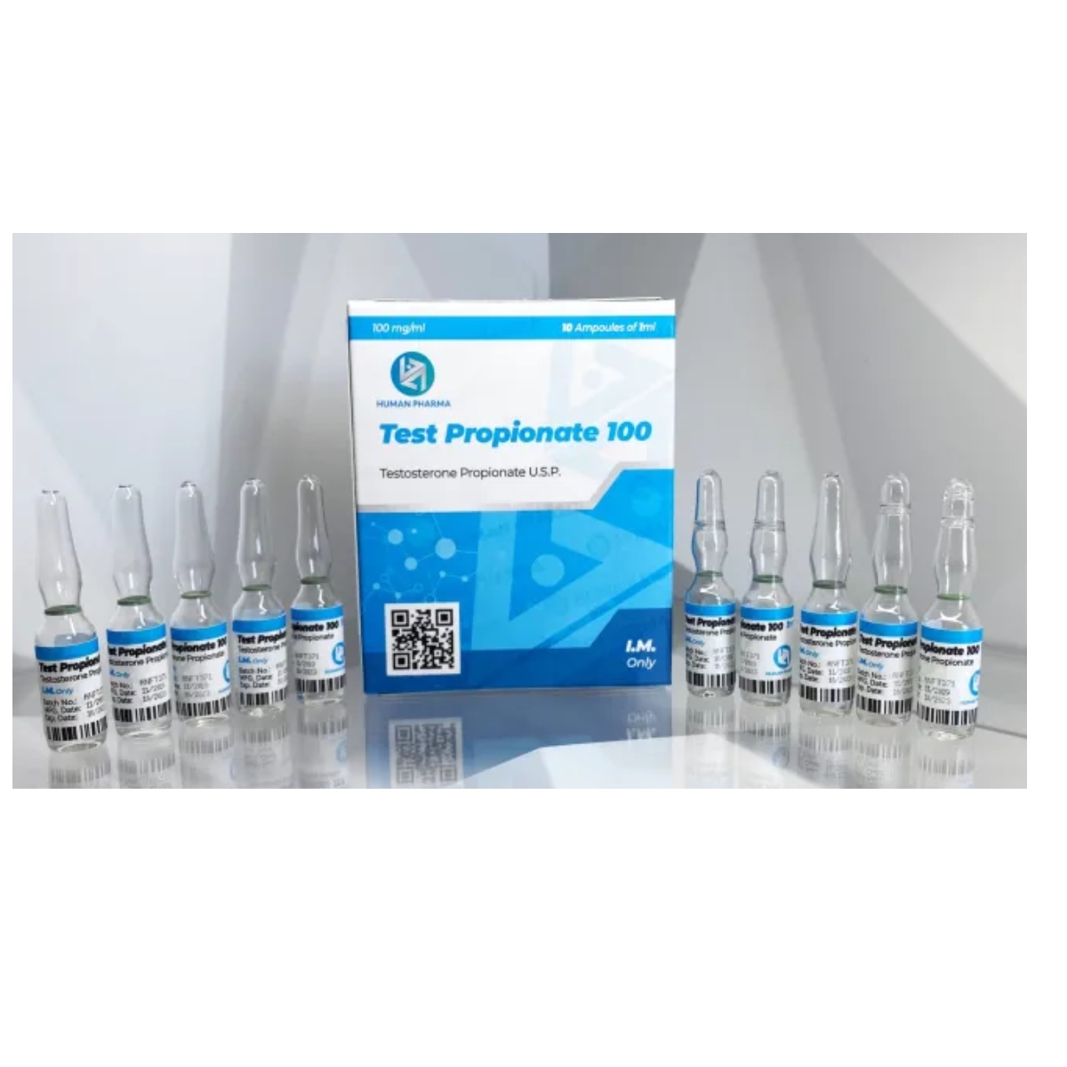 TEST PROPIONATE 100 - Propionato de Testosterona - Inyectable - 100mg/ml 10ml - Human Pharma - Definición rápida con fuerza explosiva y efecto inmediato