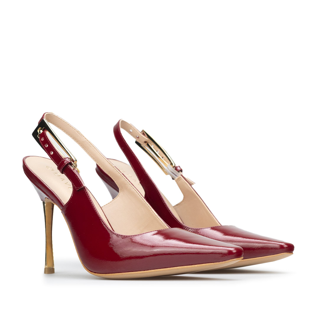 Zapatillas De Tacón Davenia De Piel Sandalia Para Dama Mod. Julia Rojo