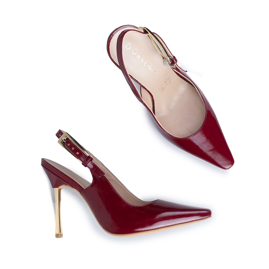 Zapatillas De Tacón Davenia De Piel Sandalia Para Dama Mod. Julia Rojo