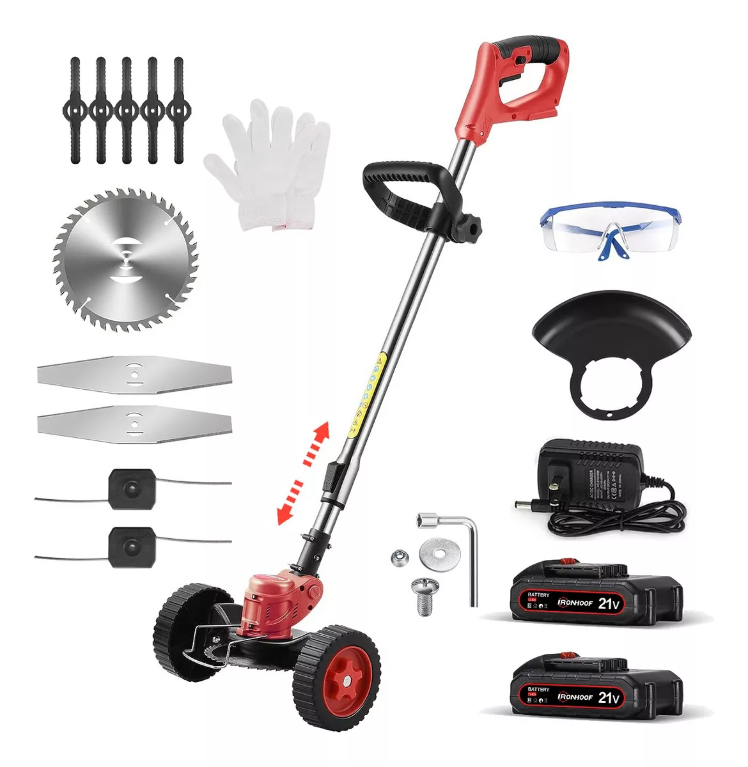 Cortadora de pasto eléctrica Ironhoof XSMXF062RD de 1.8 kW y 127V color rojo con batería incluida